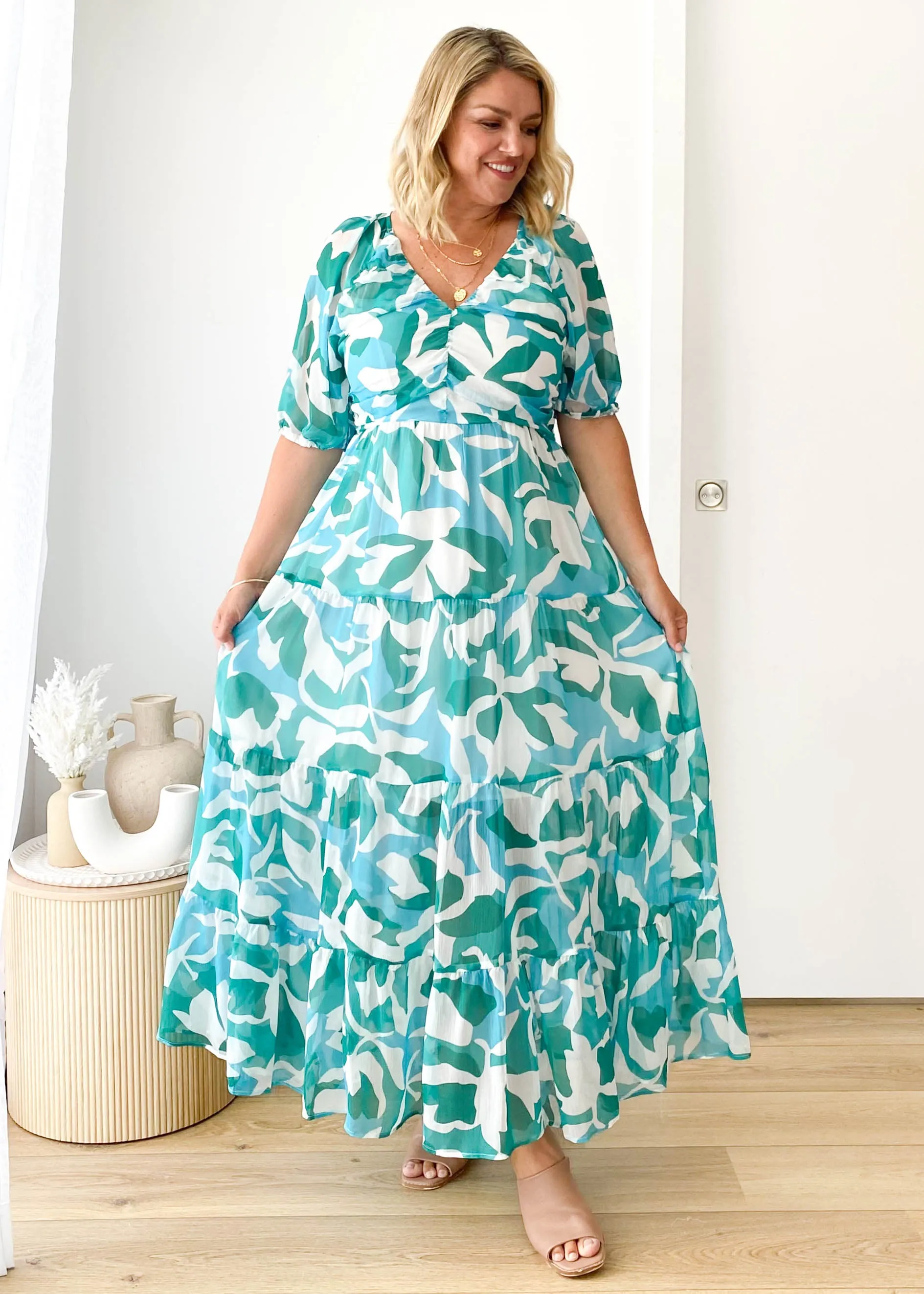 Amorette Maxi Dress - Teal Sea sold by Gingham & Heels product image thumbnail 4