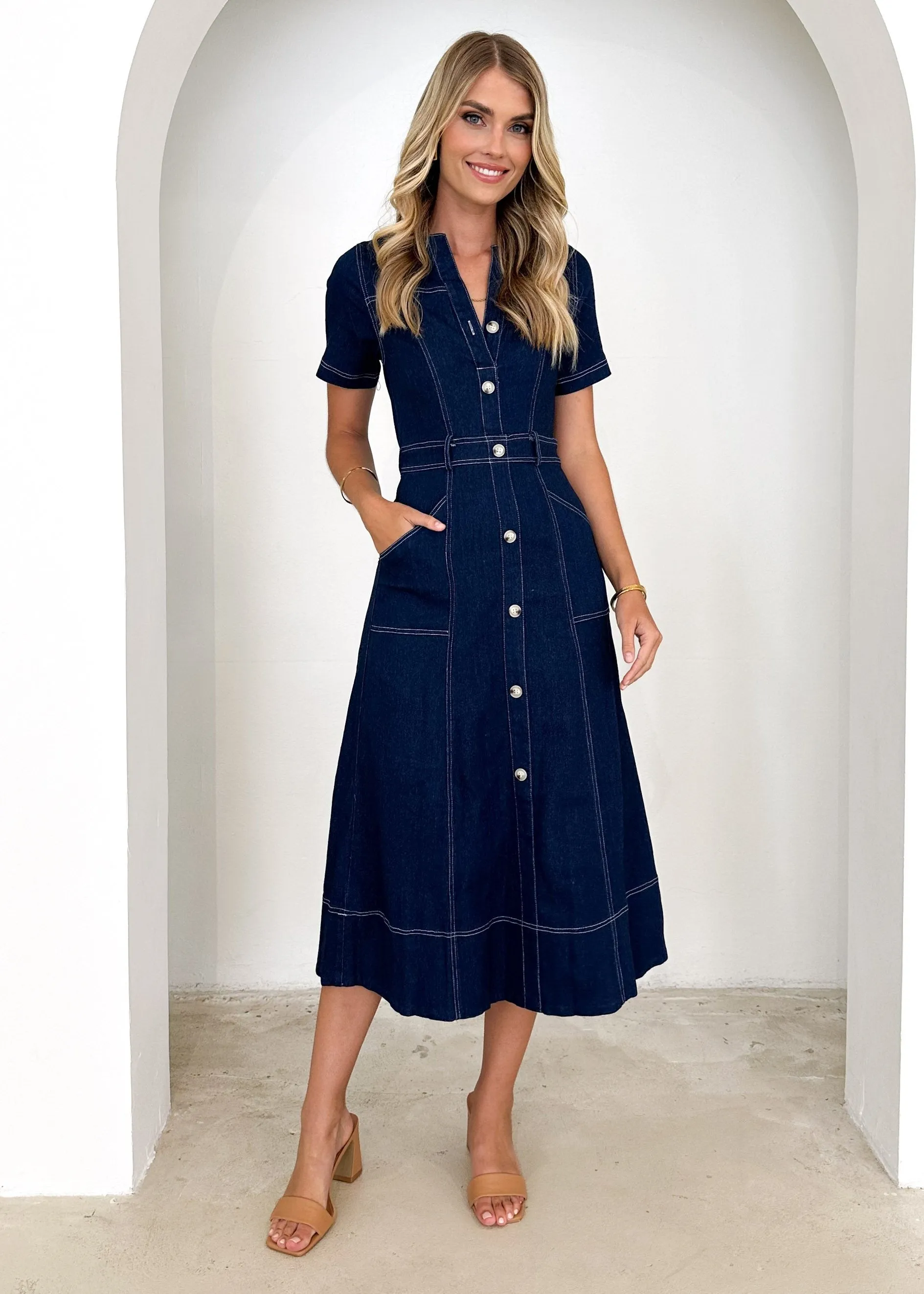 Donna Denim Midi Dress - Indigo sold by Gingham & Heels product image thumbnail 2