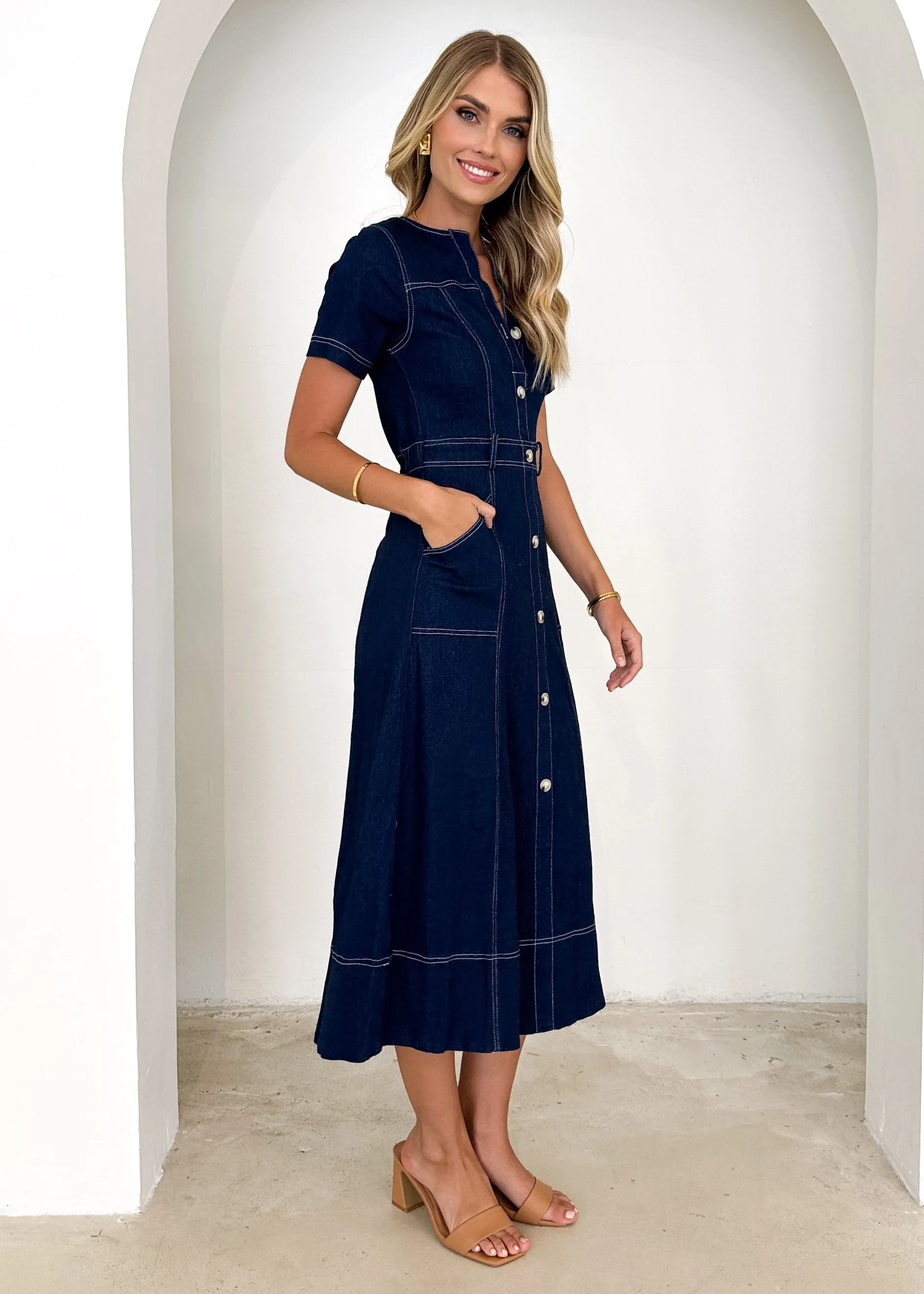 Donna Denim Midi Dress - Indigo sold by Gingham & Heels product image thumbnail 4