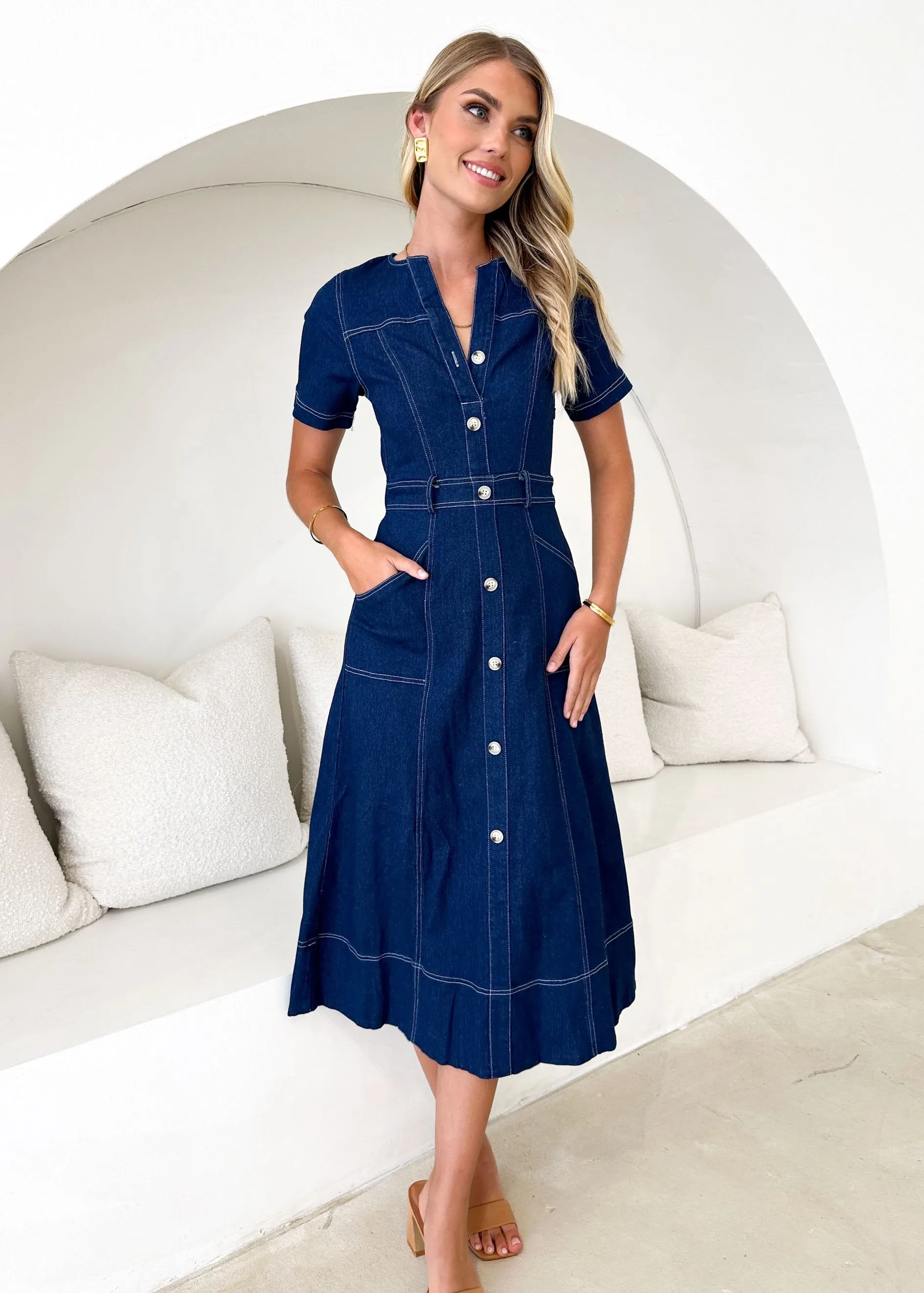 Donna Denim Midi Dress - Indigo sold by Gingham & Heels product image thumbnail 3