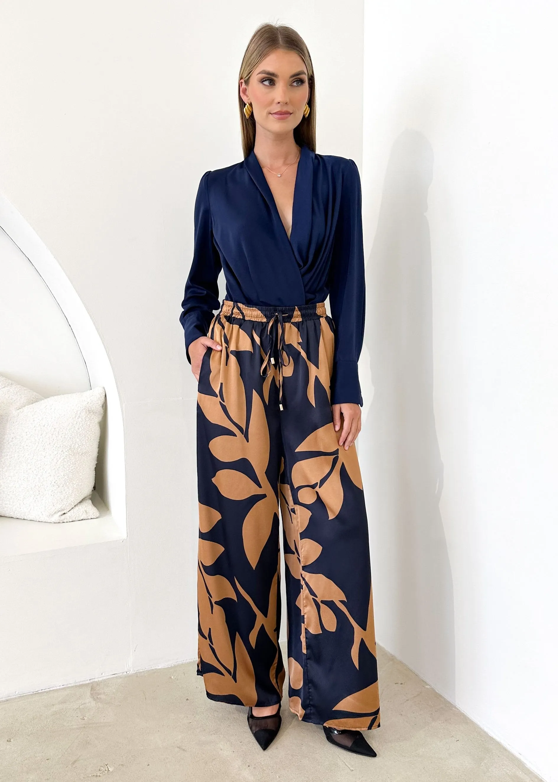 Quarla Pants - Bronze Leaf sold by Gingham & Heels