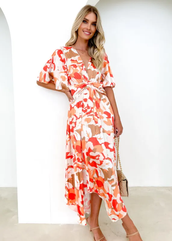Rafella Midi Dress - Orange Fusion sold by Gingham & Heels