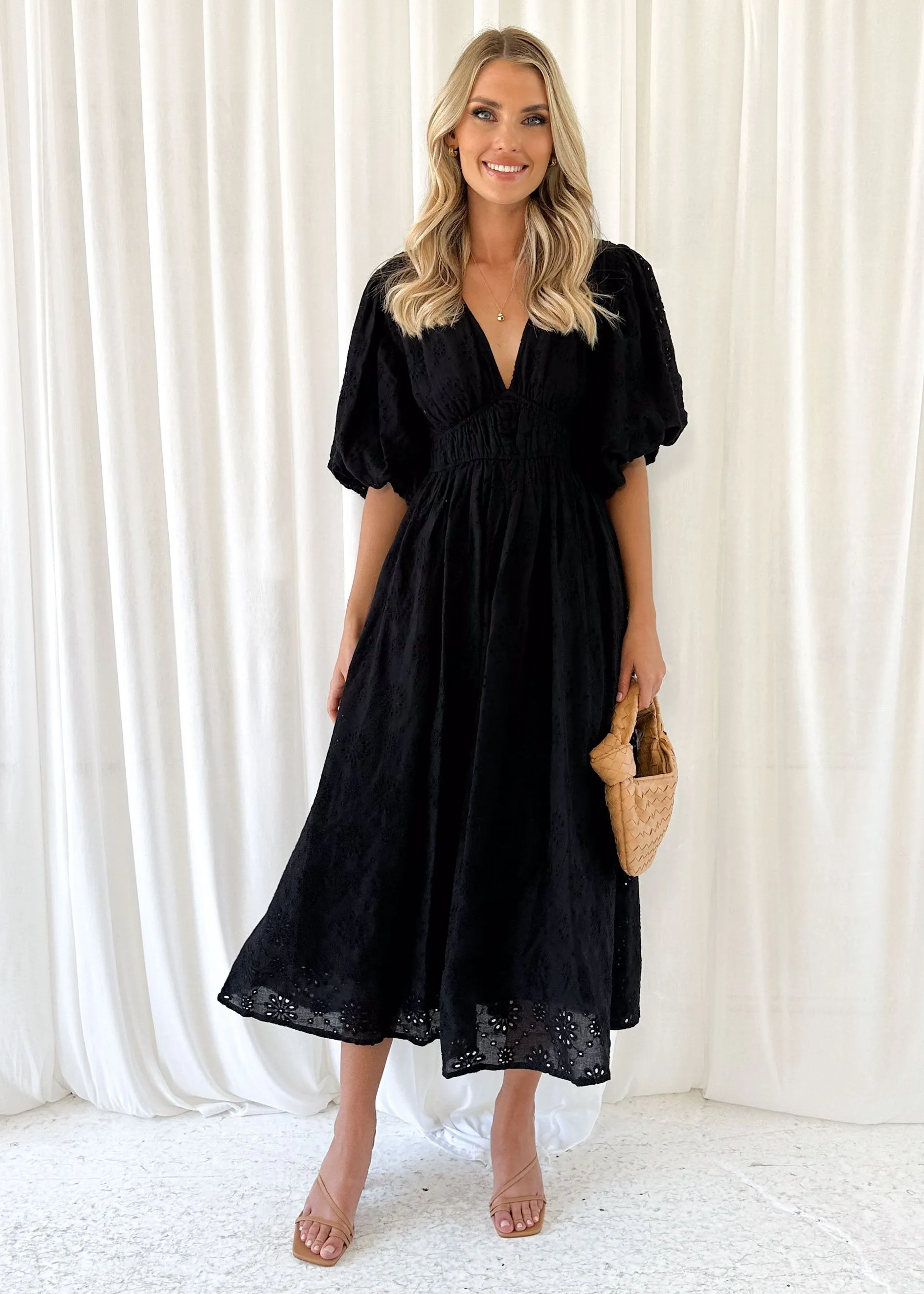 Leonida Midi Dress - Black Anglaise sold by Gingham & Heels product image thumbnail 3