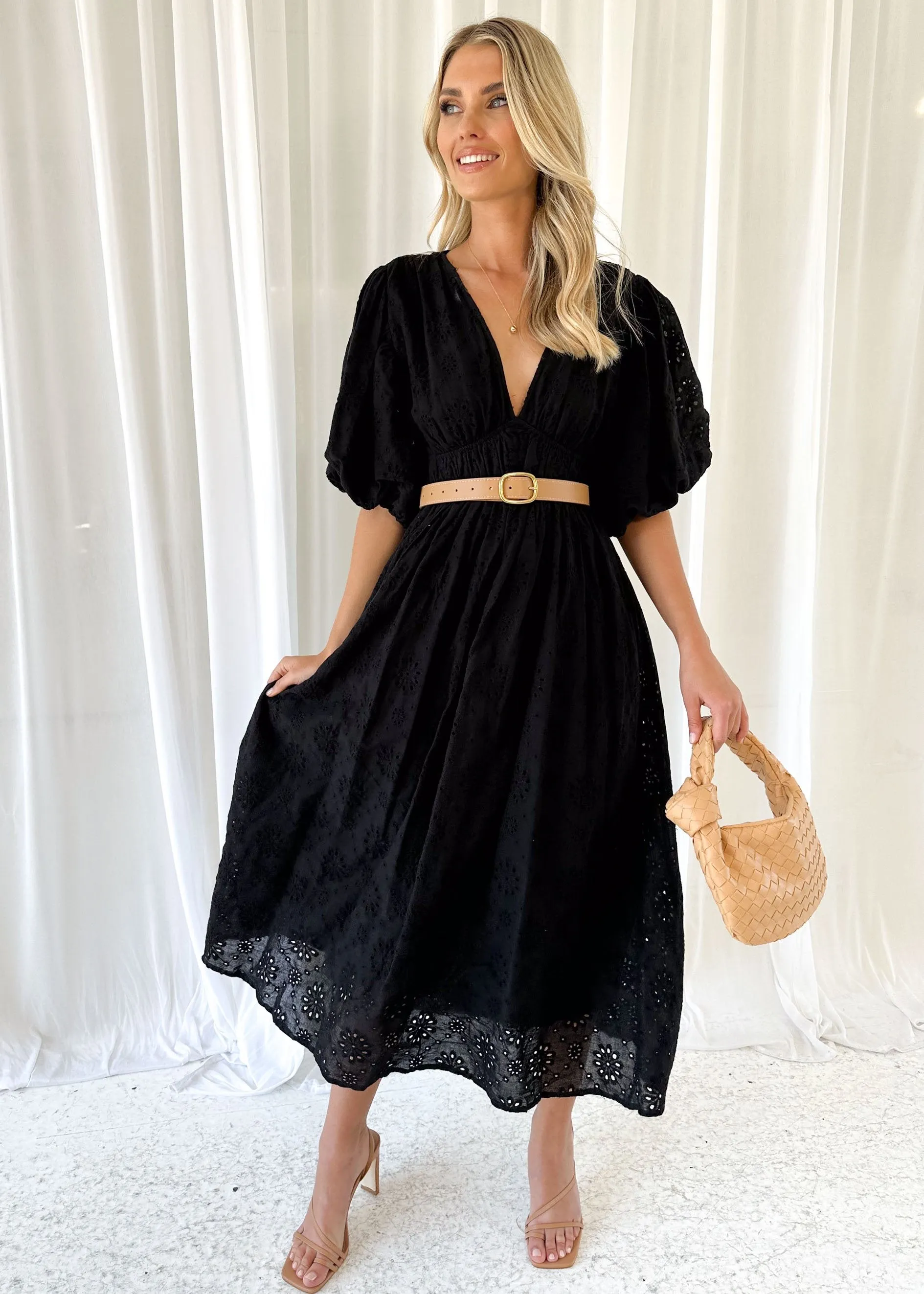 Leonida Midi Dress - Black Anglaise sold by Gingham & Heels product image thumbnail 5