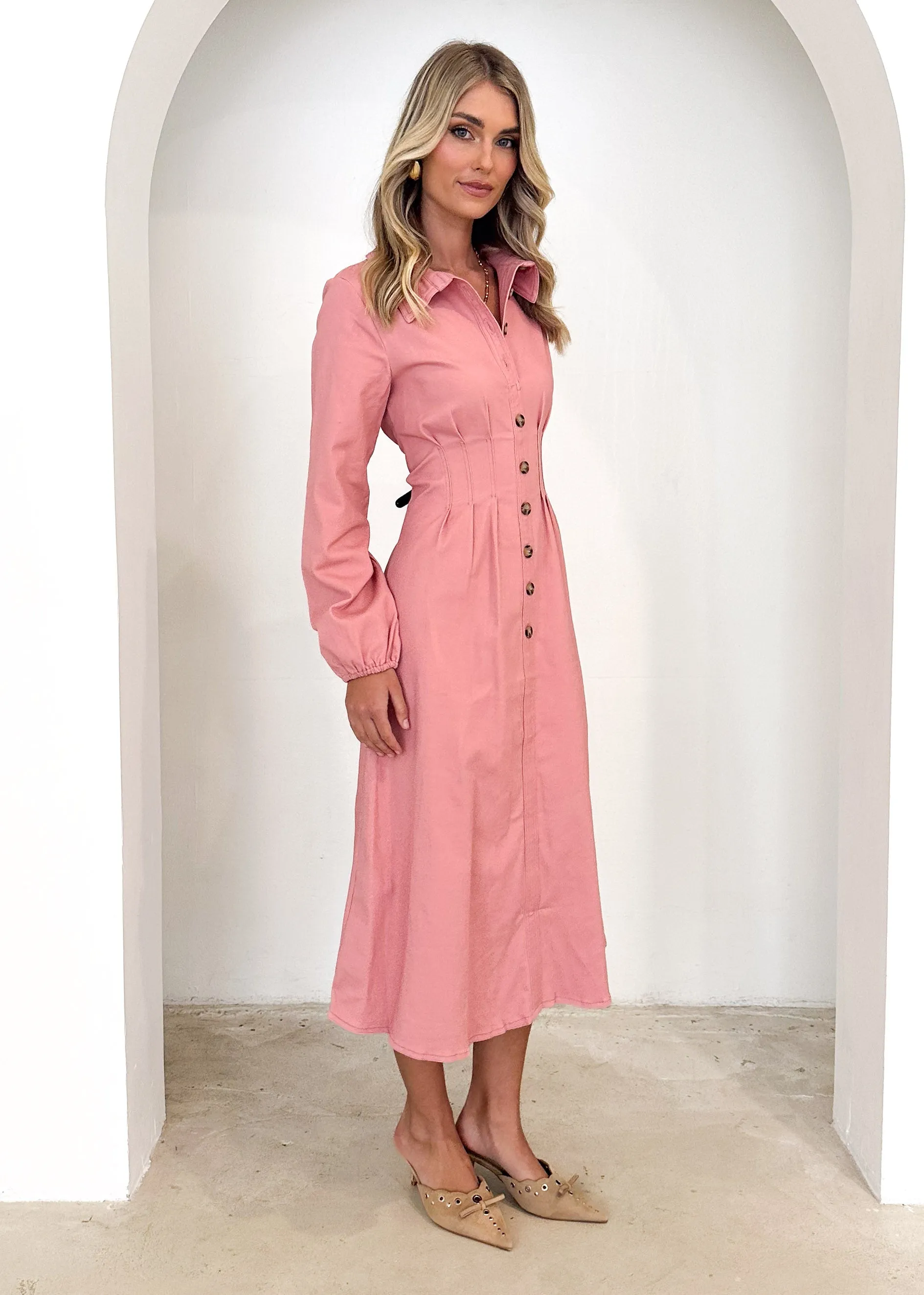 Chrissly Denim Midi Dress - Pink sold by Gingham & Heels product image thumbnail 4