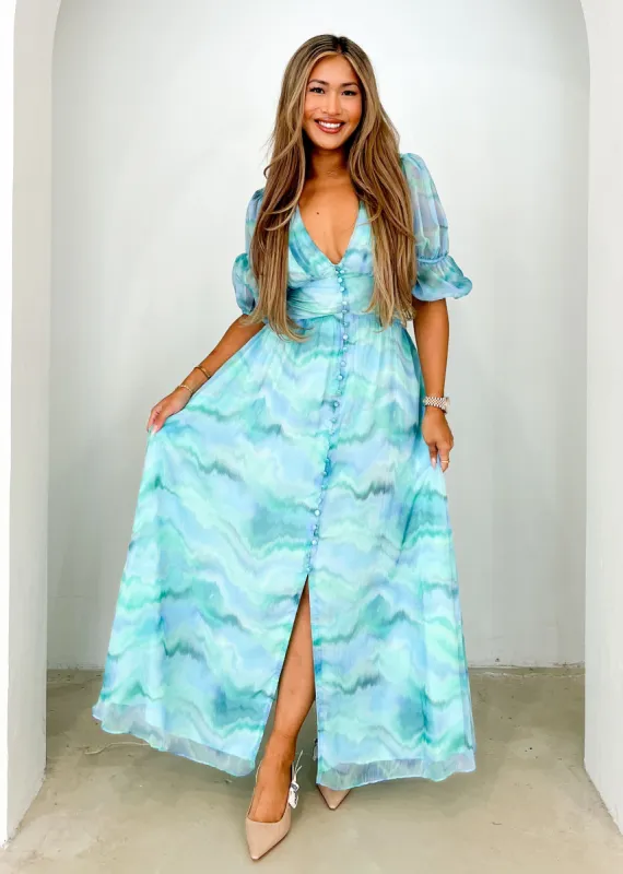 Tiffanie Midi Dress - Ocean Fade sold by Gingham & Heels