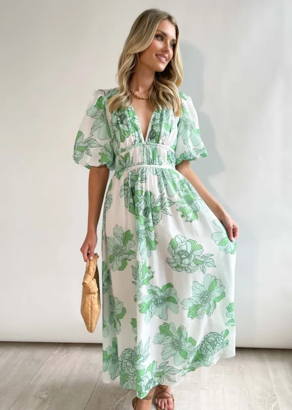 Kyriea Midi Dress - Mint Floral sold by Gingham & Heels