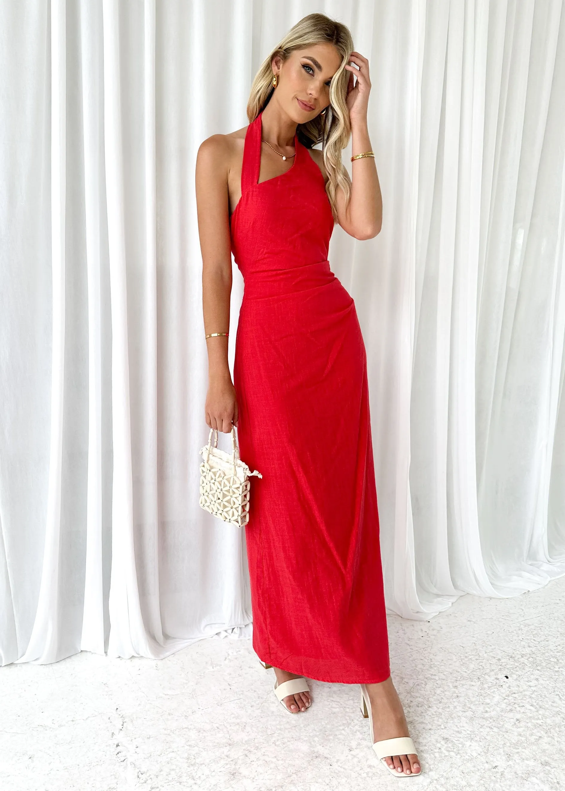 Aella Halter Maxi Dress - Red sold by Gingham & Heels product image thumbnail 3