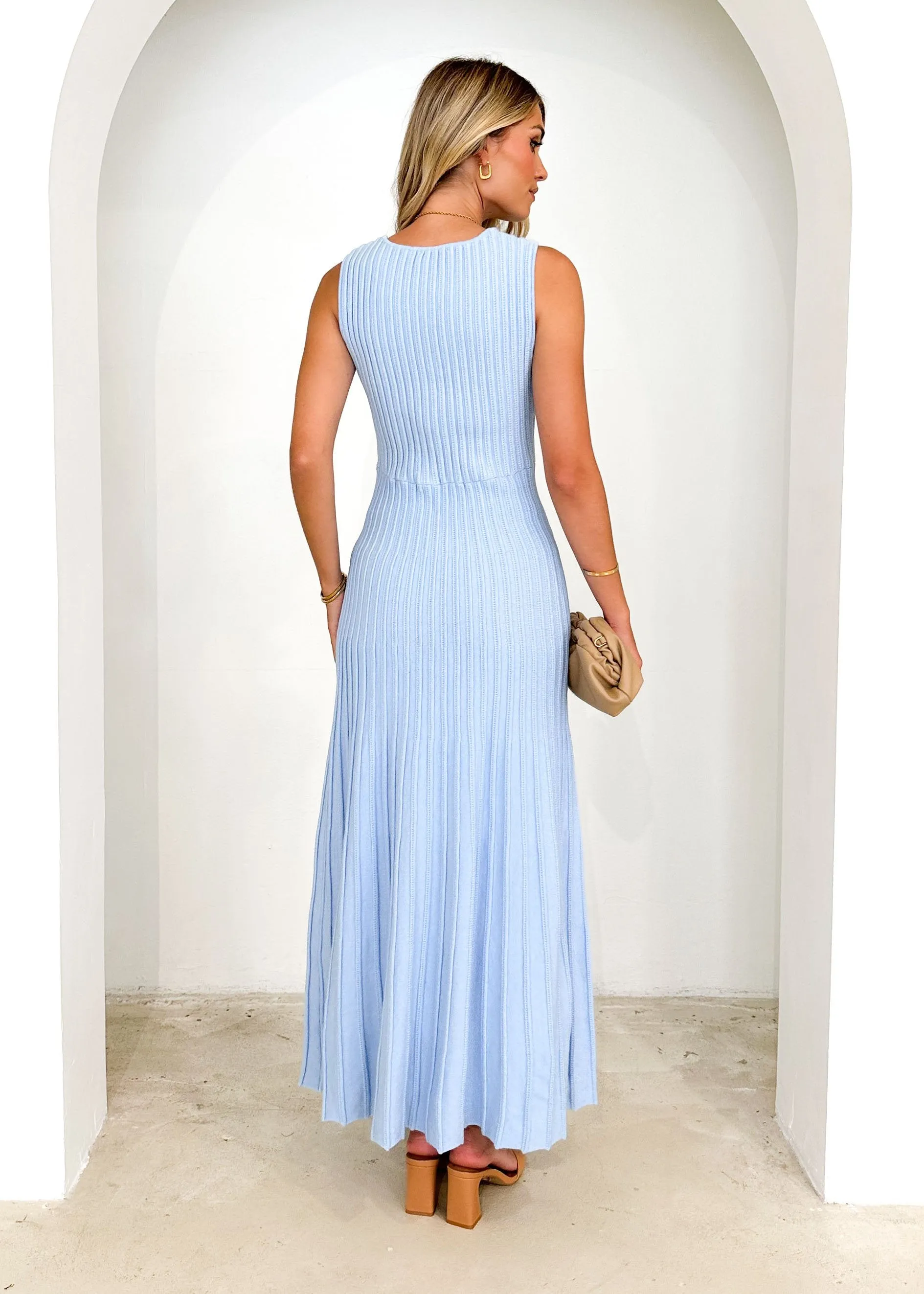 Lola Knit Maxi Dress - Blue sold by Gingham & Heels product image thumbnail 5