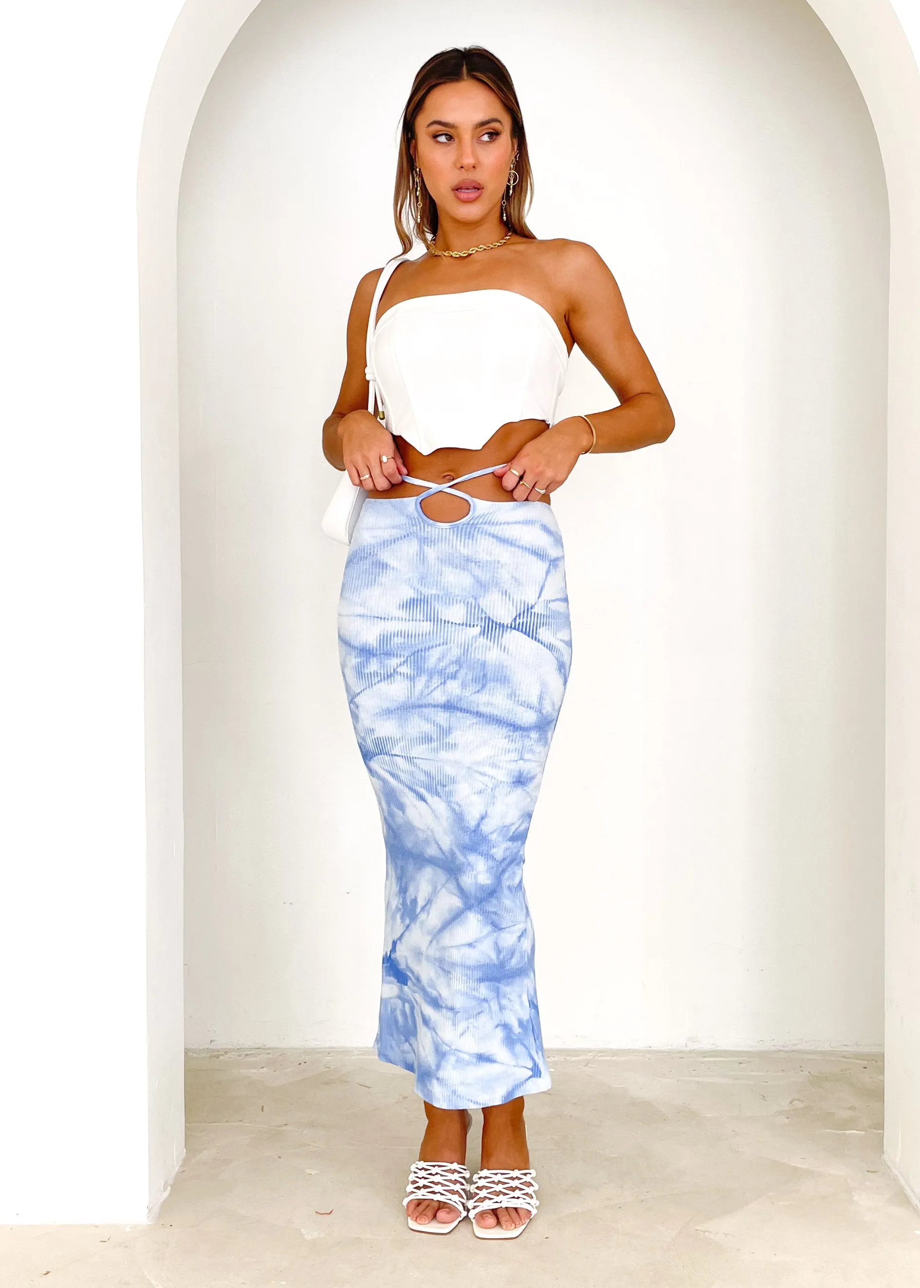 Kiora Midi Skirt - Blue Dye sold by Gingham & Heels product image thumbnail 3