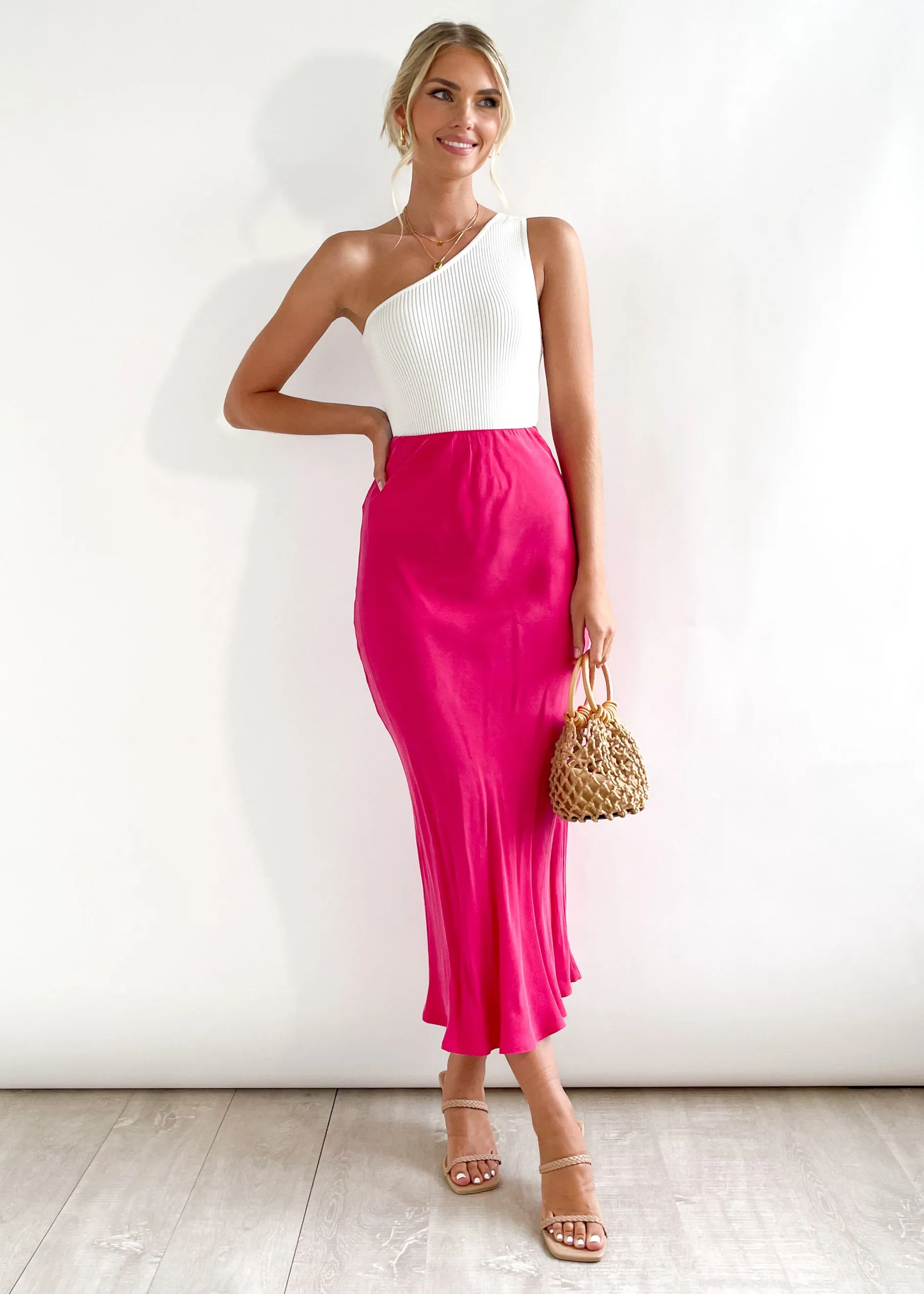 Axara Cupro Midi Skirt - Magenta sold by Gingham & Heels product image thumbnail 4
