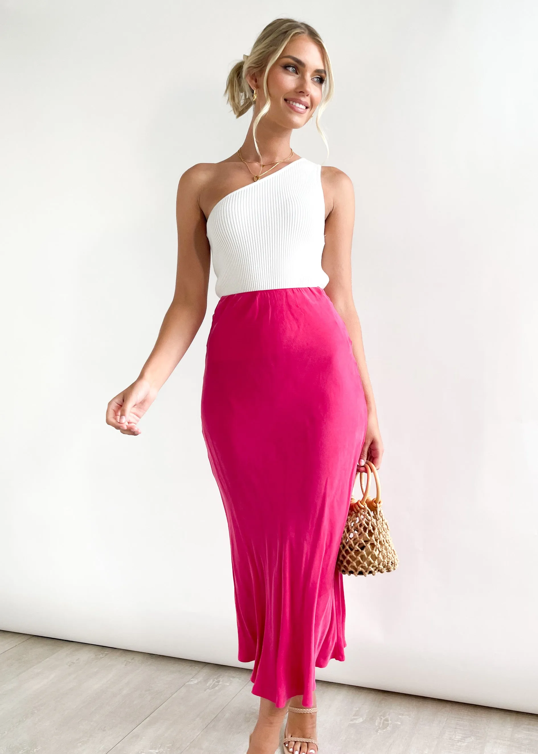 Axara Cupro Midi Skirt - Magenta sold by Gingham & Heels product image thumbnail 2