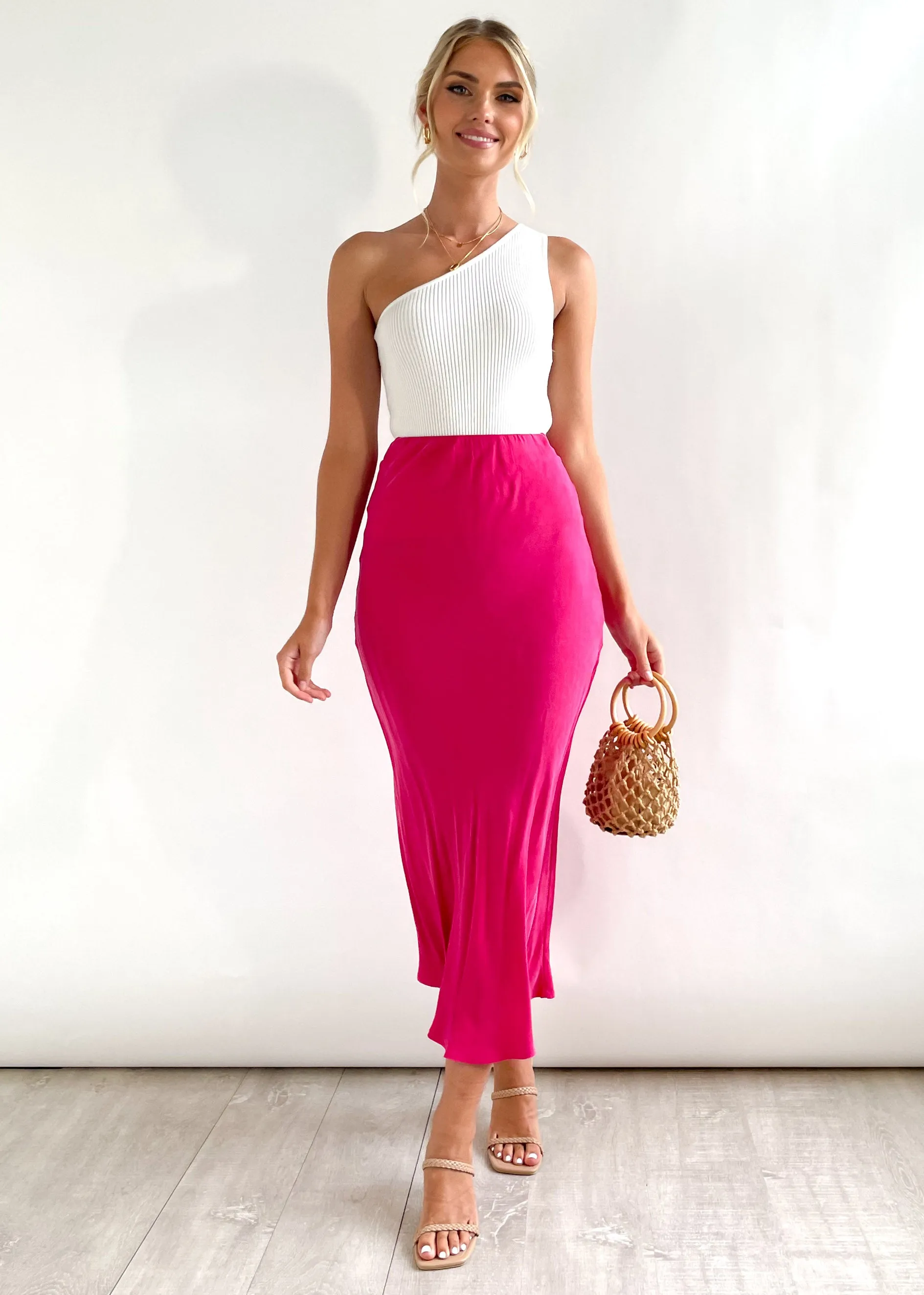 Axara Cupro Midi Skirt - Magenta sold by Gingham & Heels product image thumbnail 5