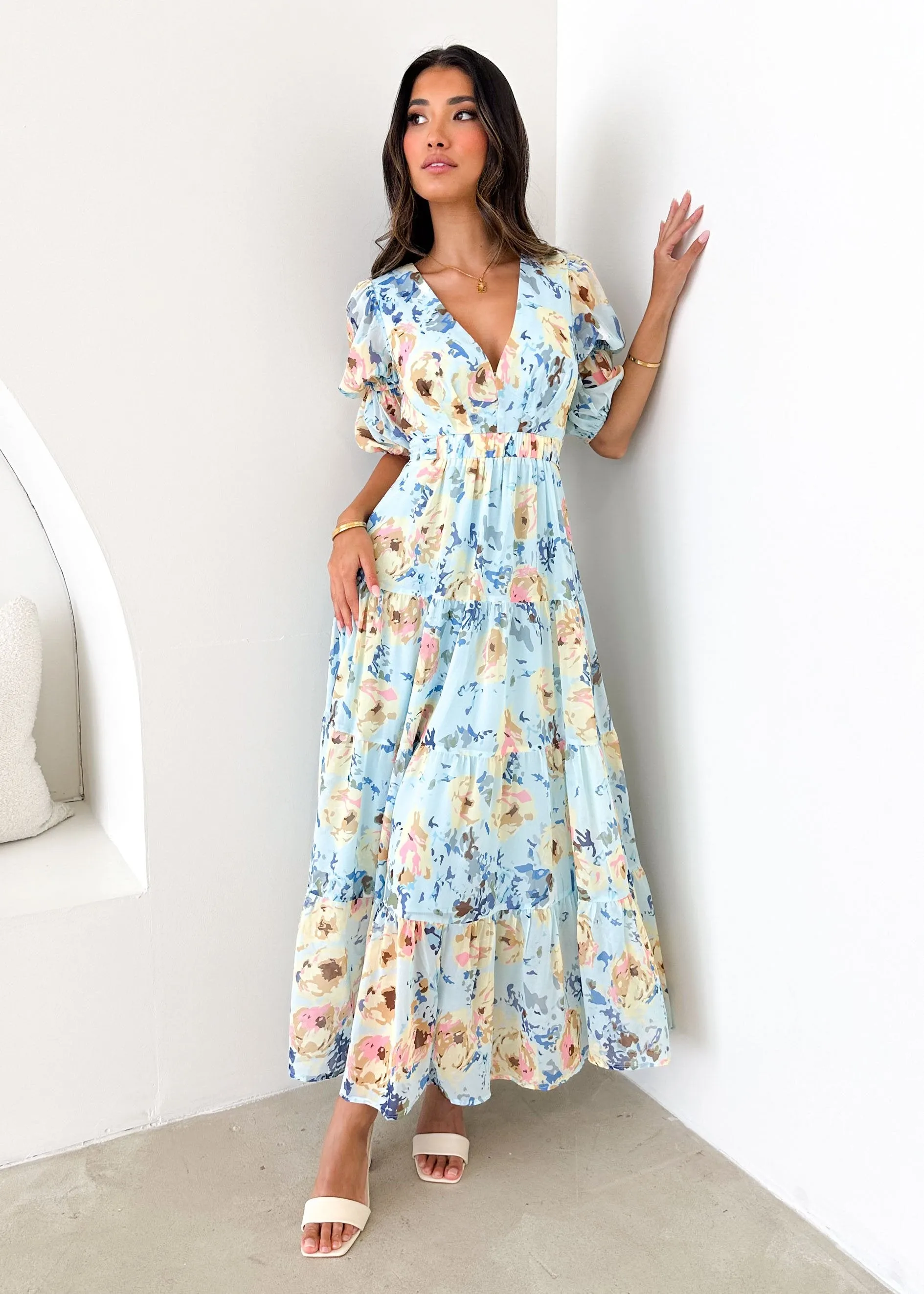 Armella Maxi Dress - Pale Blue Floral sold by Gingham & Heels product image thumbnail 3