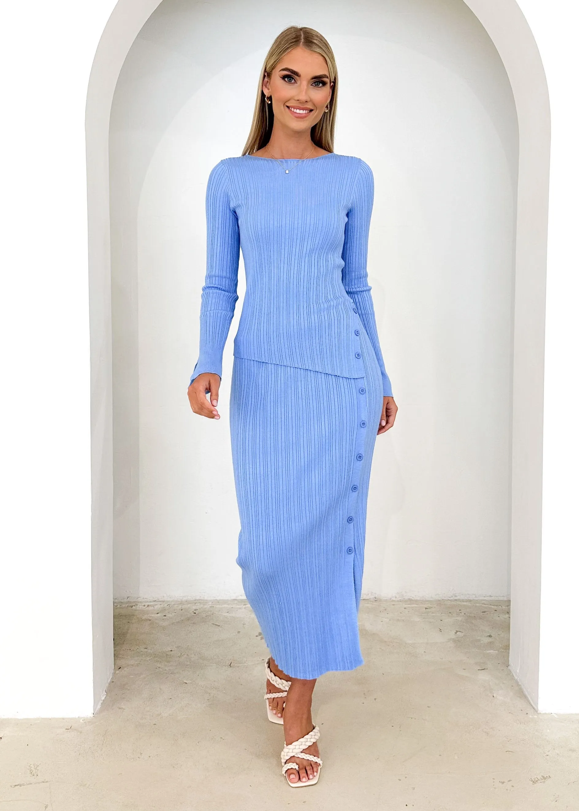 Atoir Knit Midi Skirt - Blue sold by Gingham & Heels product image thumbnail 3