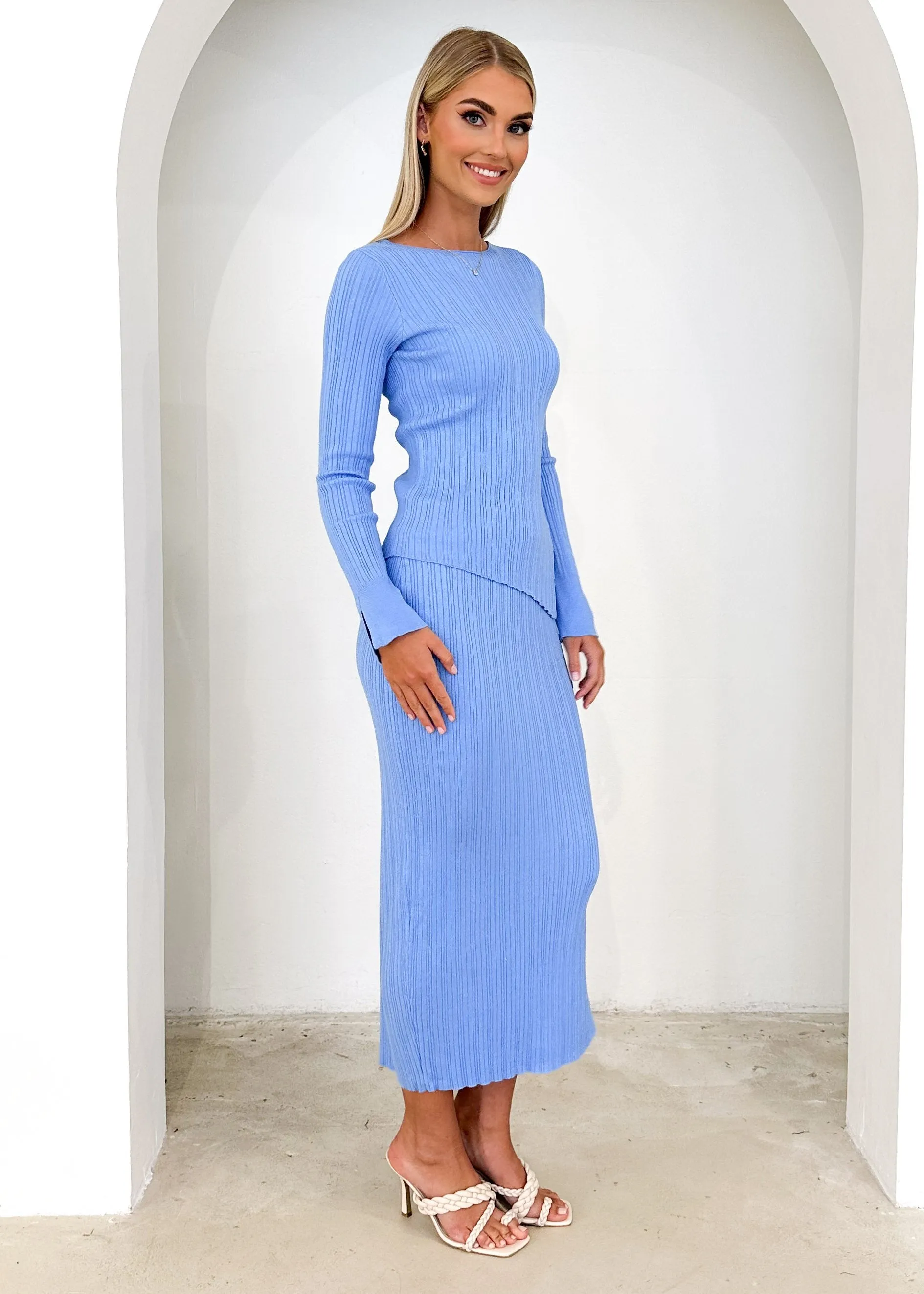 Atoir Knit Midi Skirt - Blue sold by Gingham & Heels product image thumbnail 4