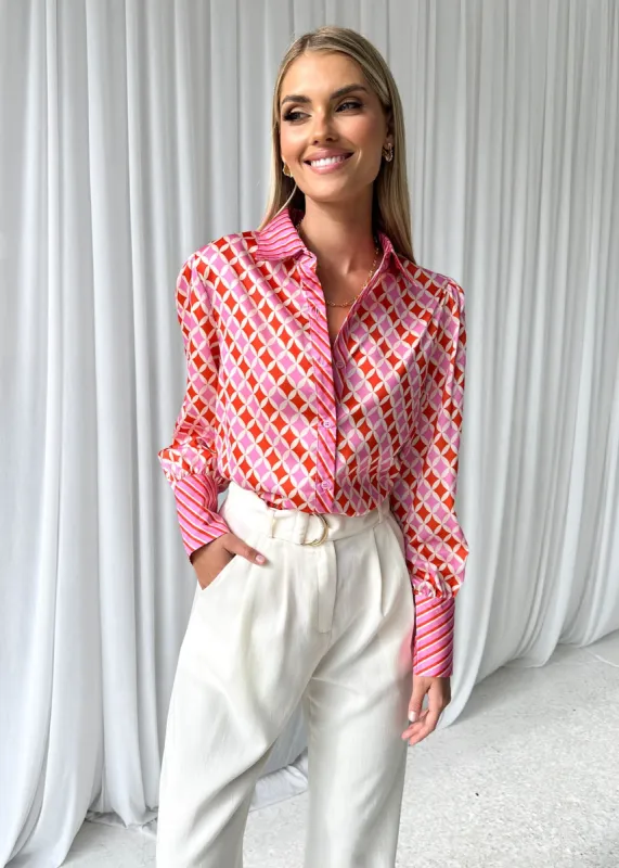 Daphney Shirt - Pink Tile sold by Gingham & Heels