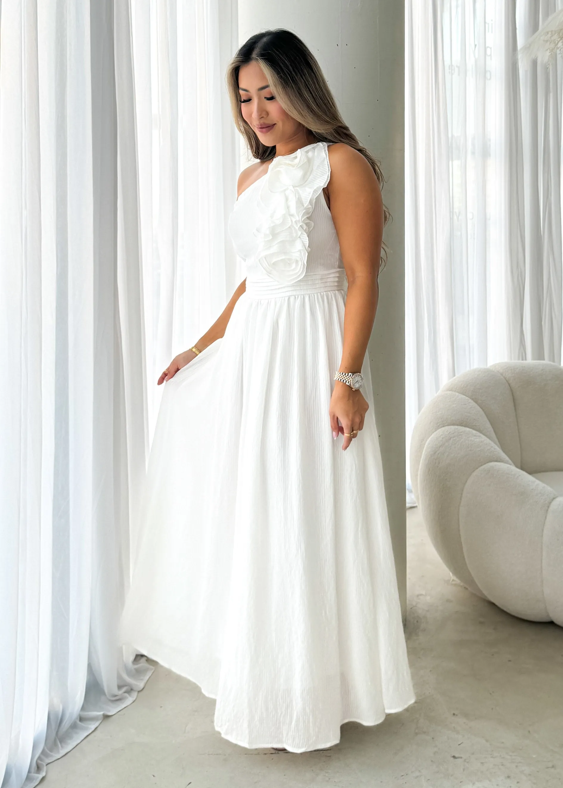 Essja One Shoulder Midi Dress - Off White sold by Gingham & Heels product image thumbnail 3