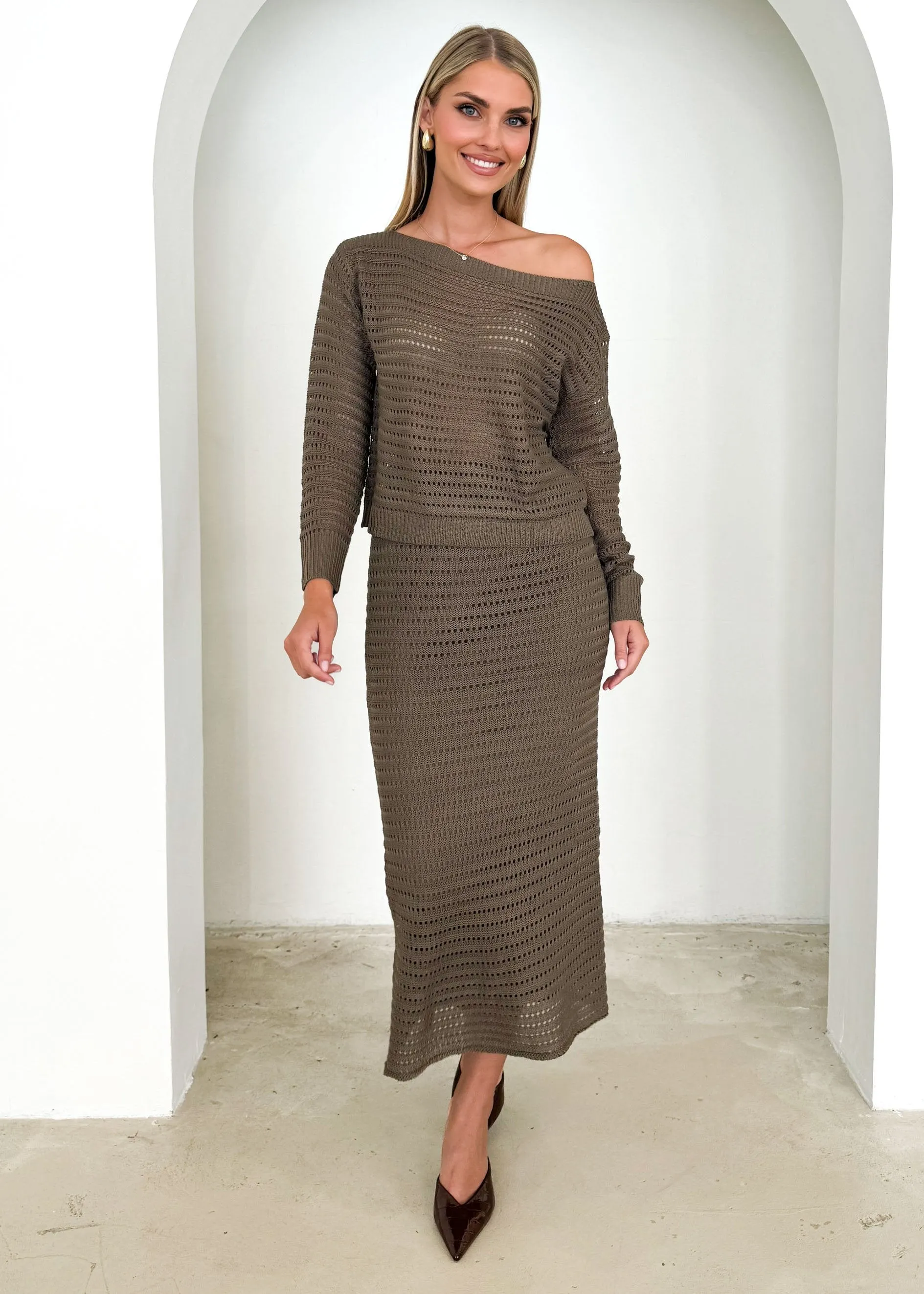 Juna Midi Skirt - Mocha sold by Gingham & Heels product image thumbnail 5