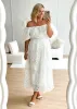 Olanah Off Shoulder Midi Dress - Off White sold by Gingham & Heels
