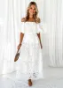 Olanah Off Shoulder Midi Dress - Off White sold by Gingham & Heels