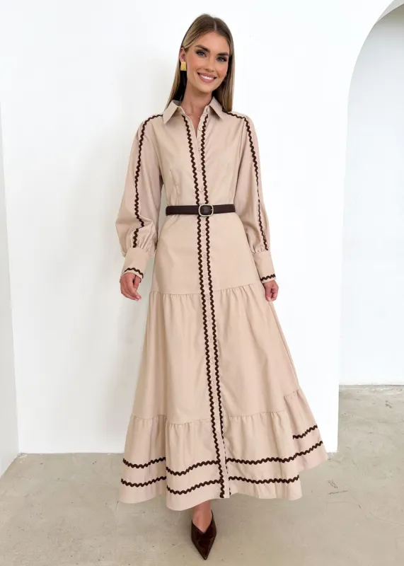 Jordana Maxi Dress - Beige sold by Gingham & Heels