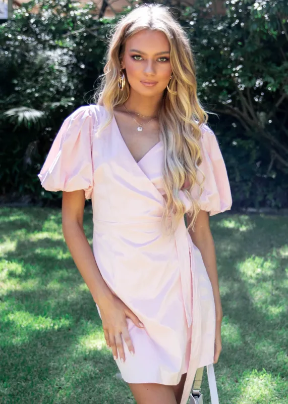 Take it to Heart Wrap Dress - Pink sold by Gingham & Heels