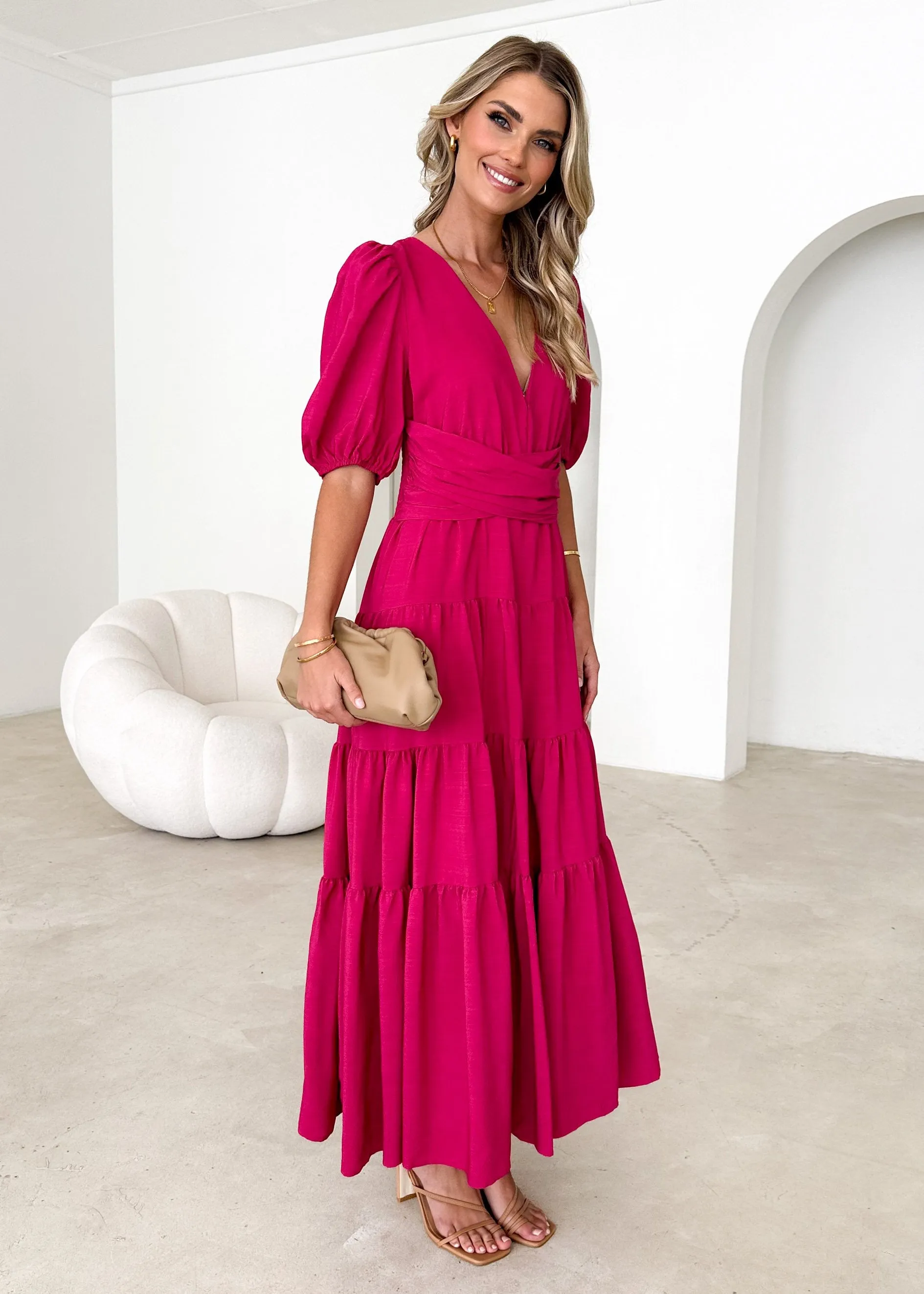Geerio Maxi Dress - Berry sold by Gingham & Heels product image thumbnail 4