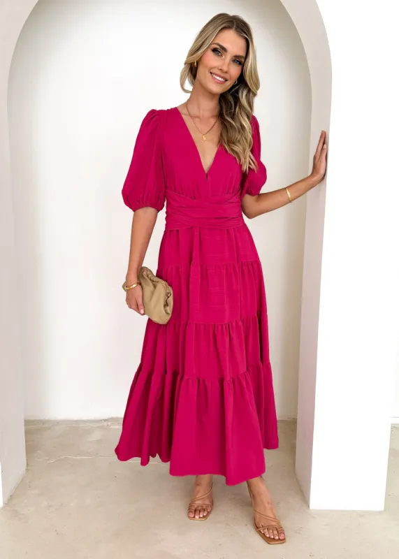 Geerio Maxi Dress - Berry sold by Gingham & Heels