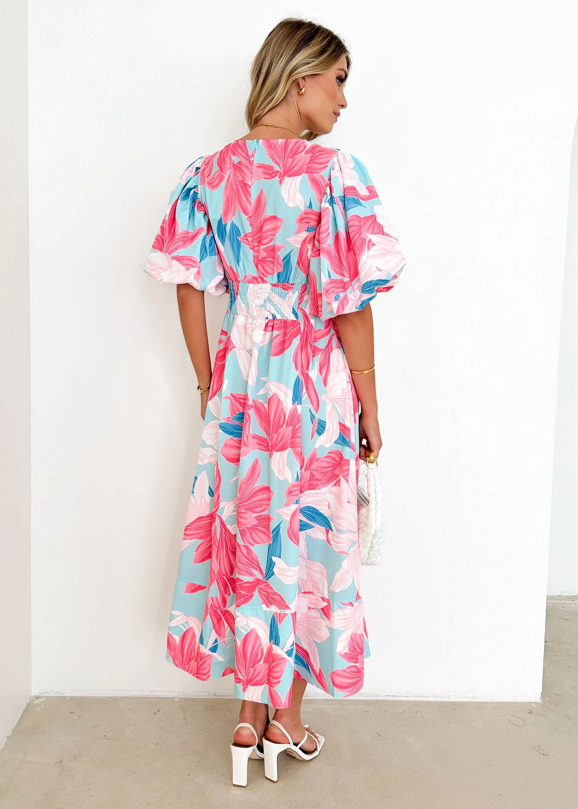 Madelaine Midi Dress - Aqua Floral sold by Gingham & Heels product image thumbnail 5