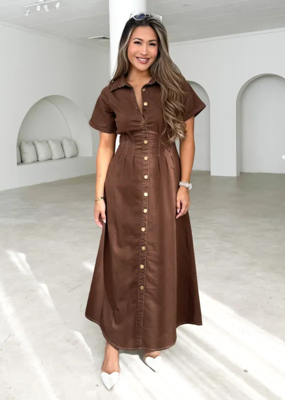 Lesma Maxi Dress - Brown sold by Gingham & Heels