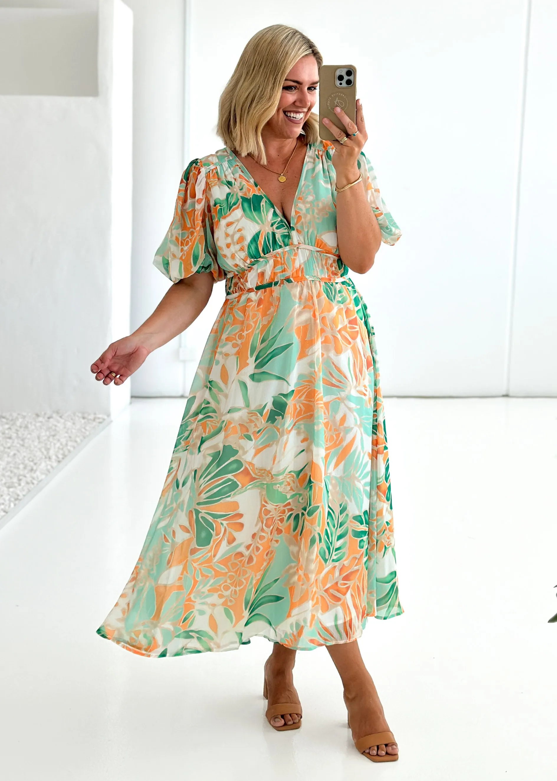 Zanette Midi Dress - Mint Palm sold by Gingham & Heels product image thumbnail 2