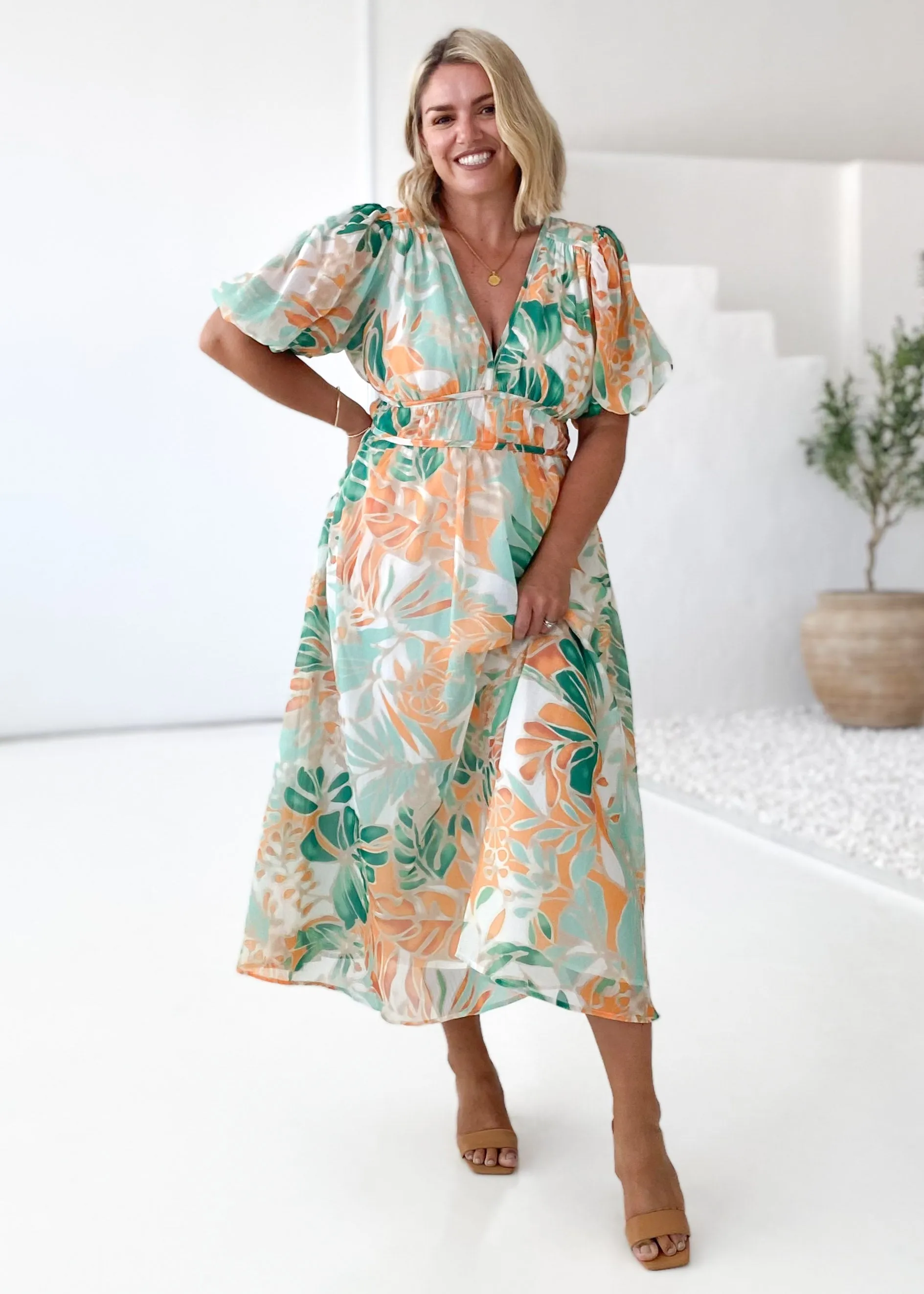 Zanette Midi Dress - Mint Palm sold by Gingham & Heels product image thumbnail 4