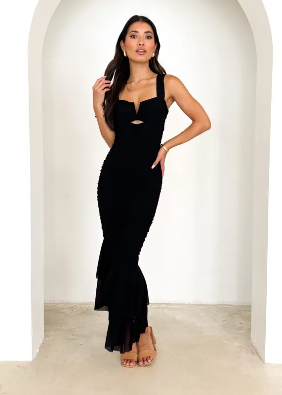 Luella Mesh Maxi Dress - Black sold by Gingham & Heels