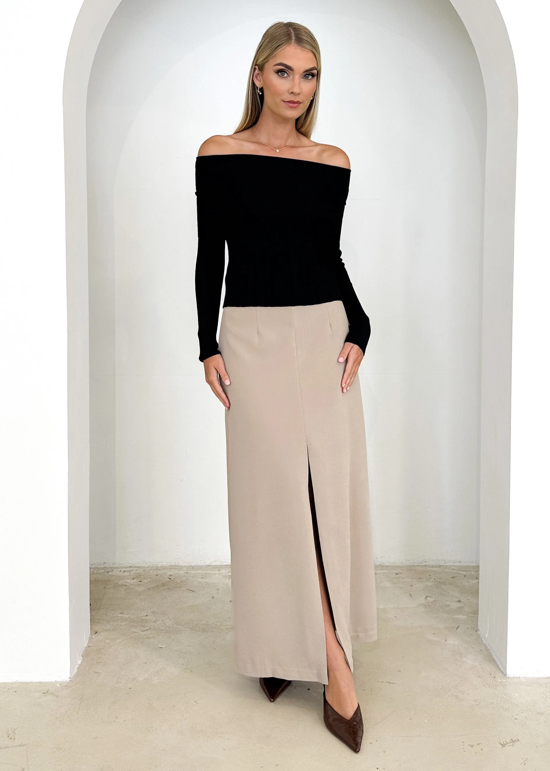 Ellsae Off Shoulder Knit Top - Black sold by Gingham & Heels product image thumbnail 3