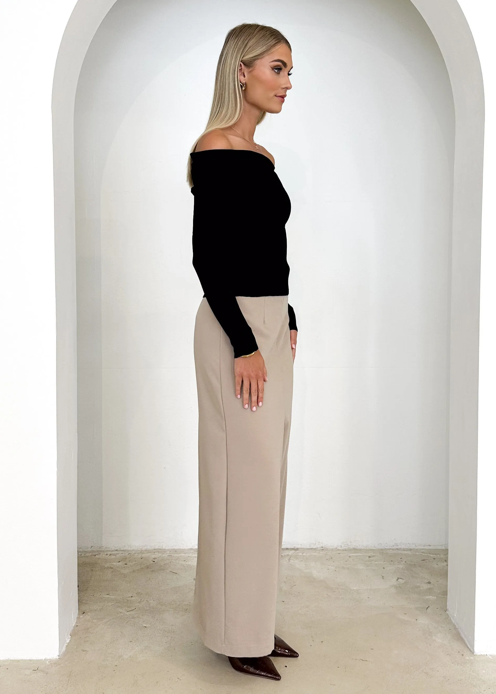 Ellsae Off Shoulder Knit Top - Black sold by Gingham & Heels product image thumbnail 4