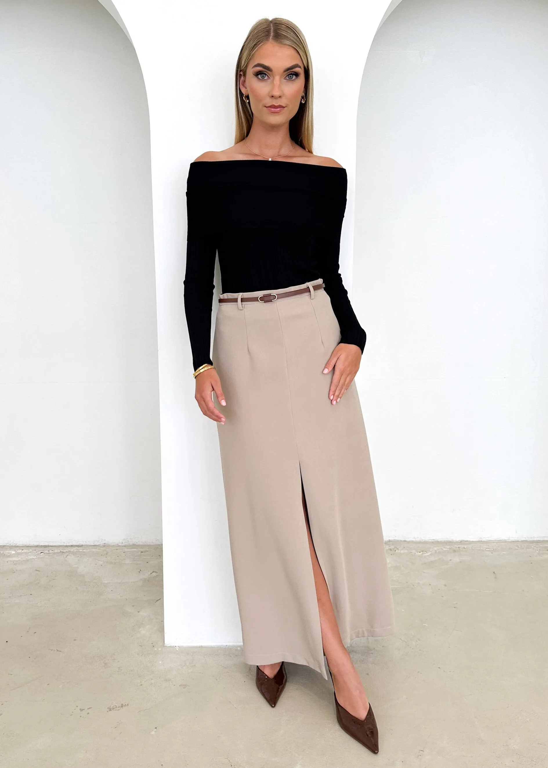 Ellsae Off Shoulder Knit Top - Black sold by Gingham & Heels product image thumbnail 2