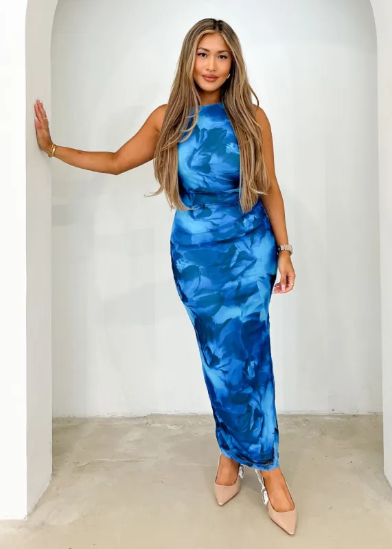 Tillia Mesh Maxi Dress - Cobalt sold by Gingham & Heels