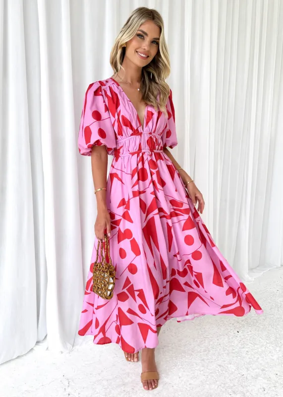 Arial Midi Dress - Candy Geo sold by Gingham & Heels