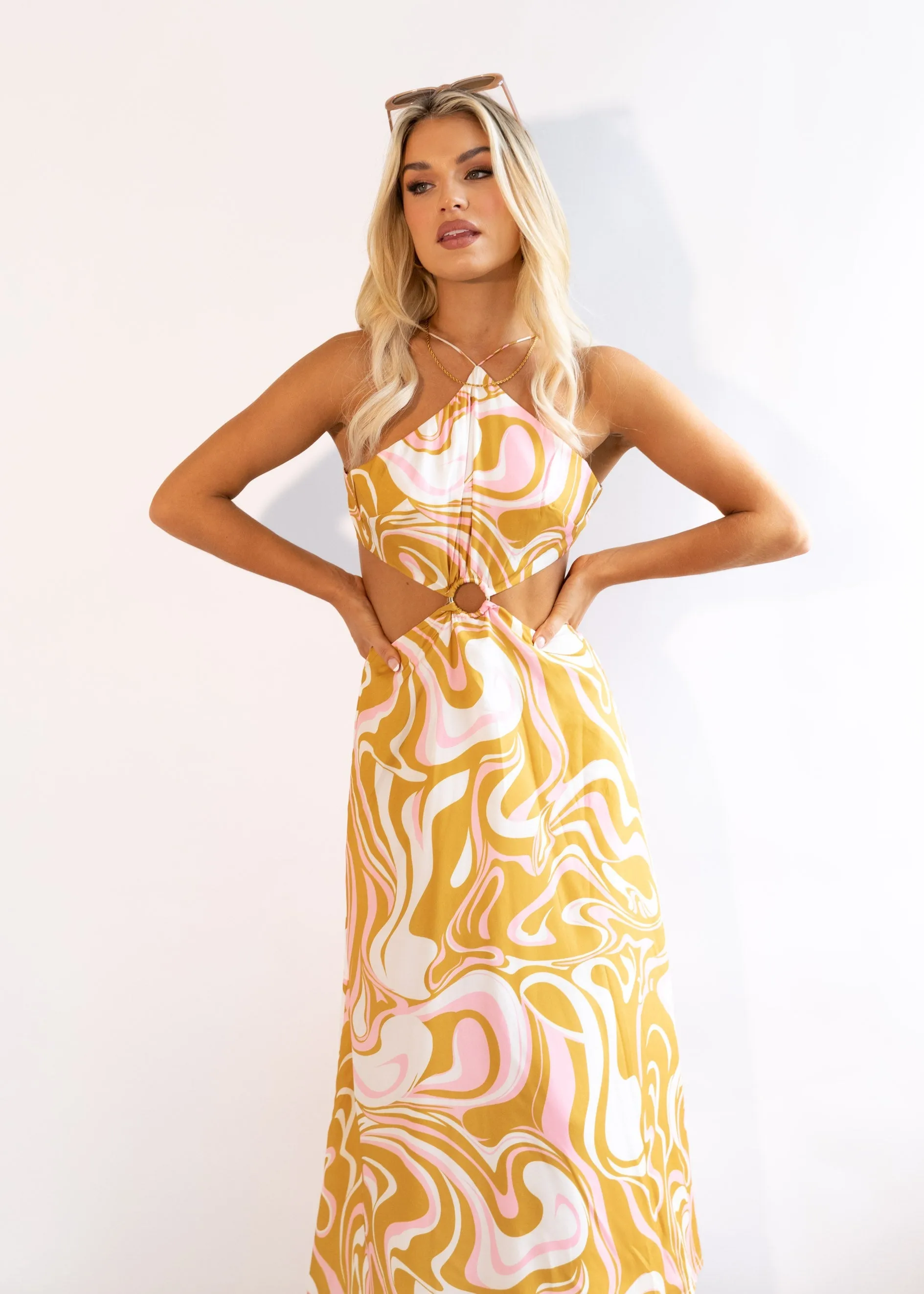 Savina Midi Dress - Mustard Swirl sold by Gingham & Heels product image thumbnail 3