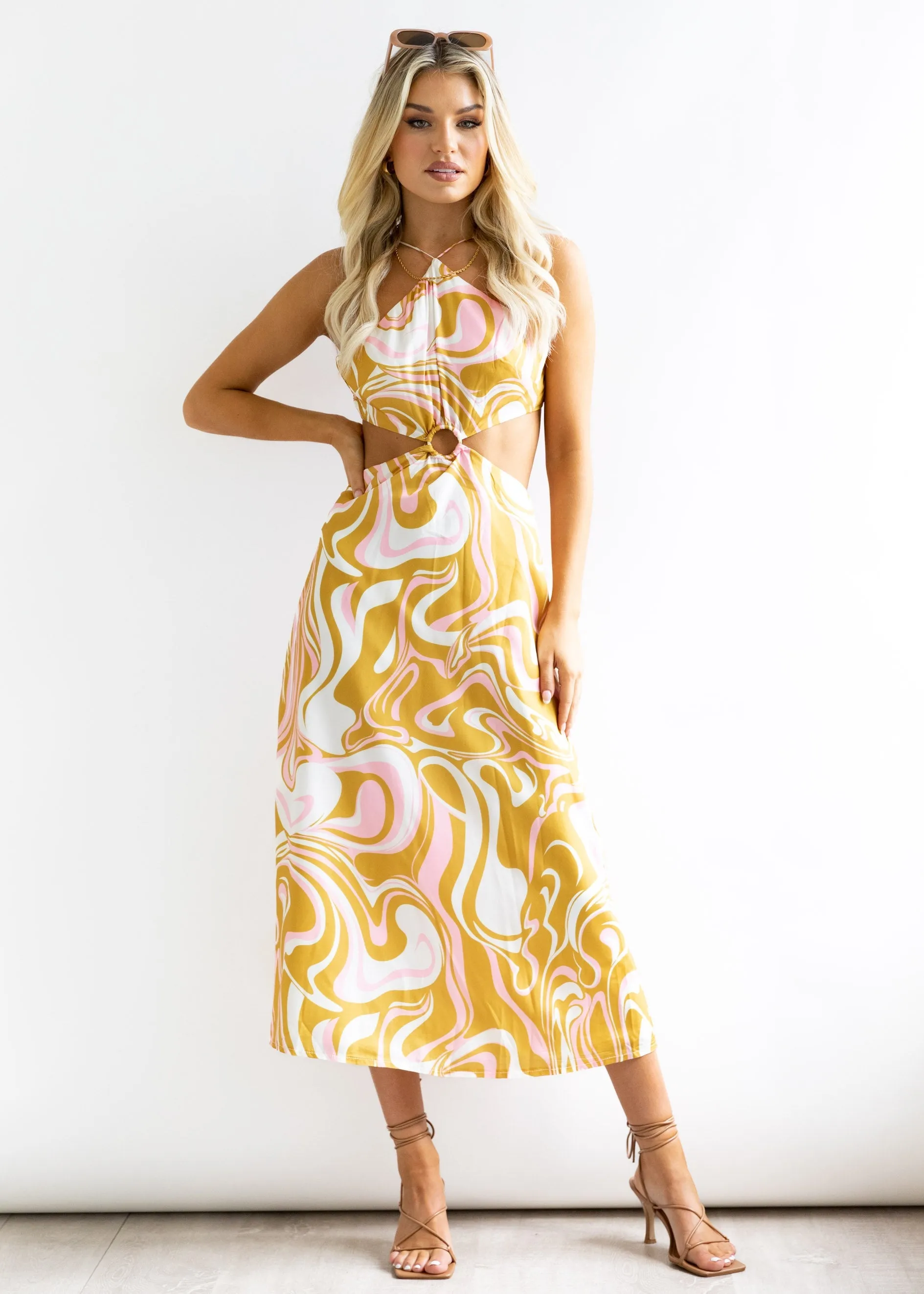 Savina Midi Dress - Mustard Swirl sold by Gingham & Heels product image thumbnail 4