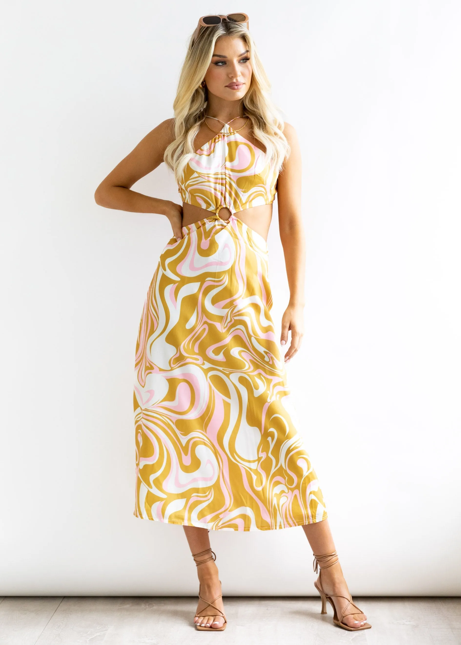 Savina Midi Dress - Mustard Swirl sold by Gingham & Heels product image thumbnail 5