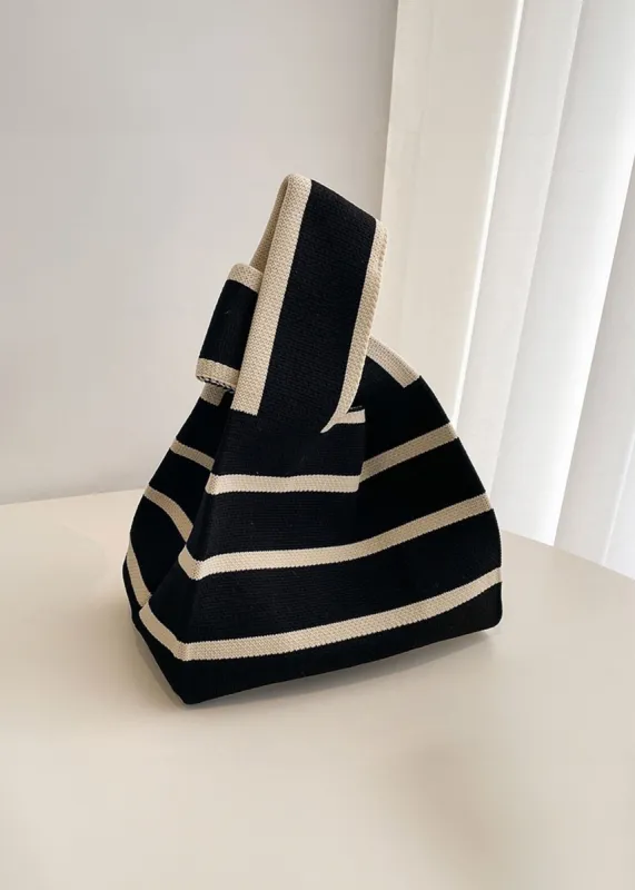 Axie Knit Bag - Black Stripe sold by Gingham & Heels