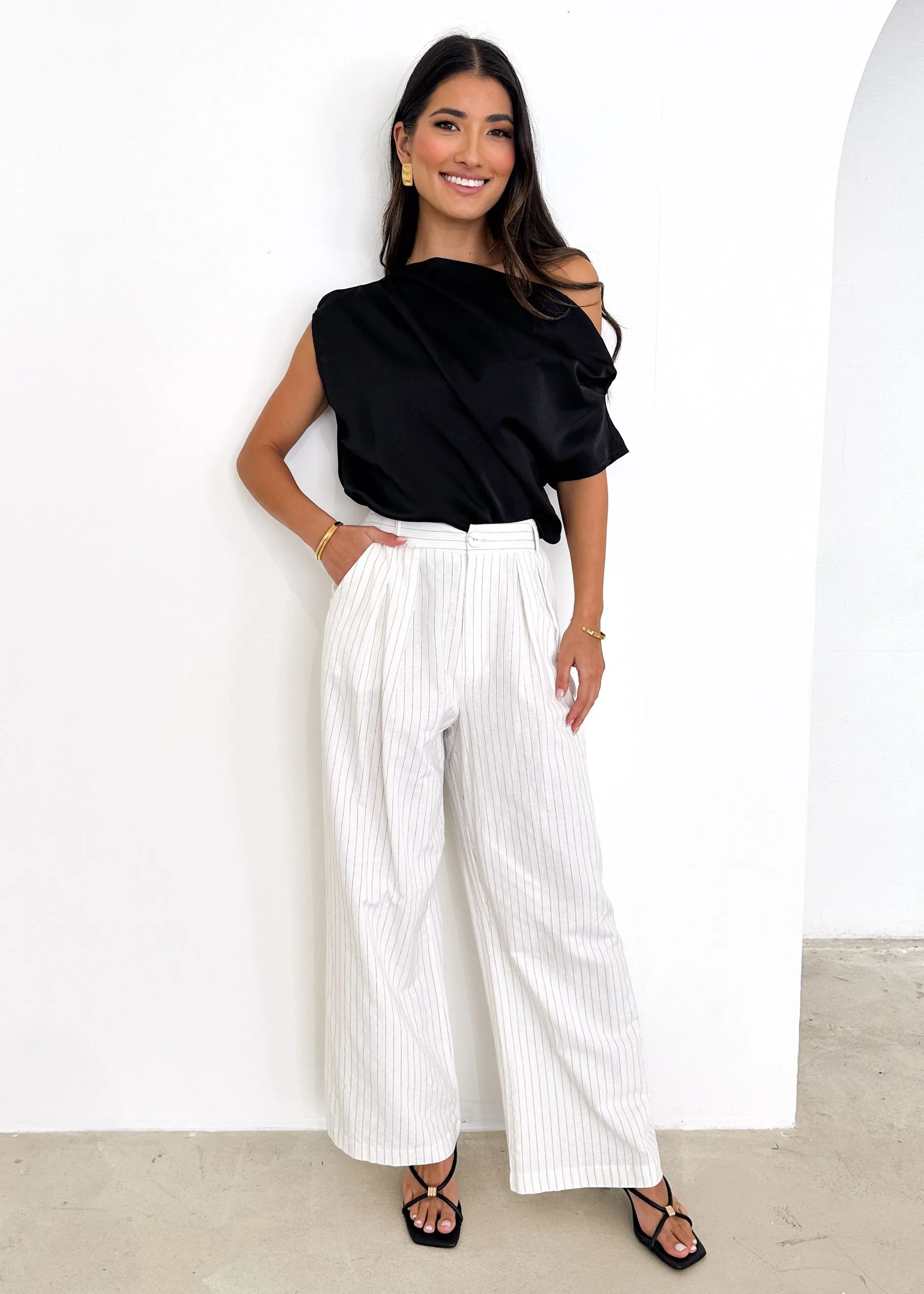 Isstra One Shoulder Top - Black sold by Gingham & Heels