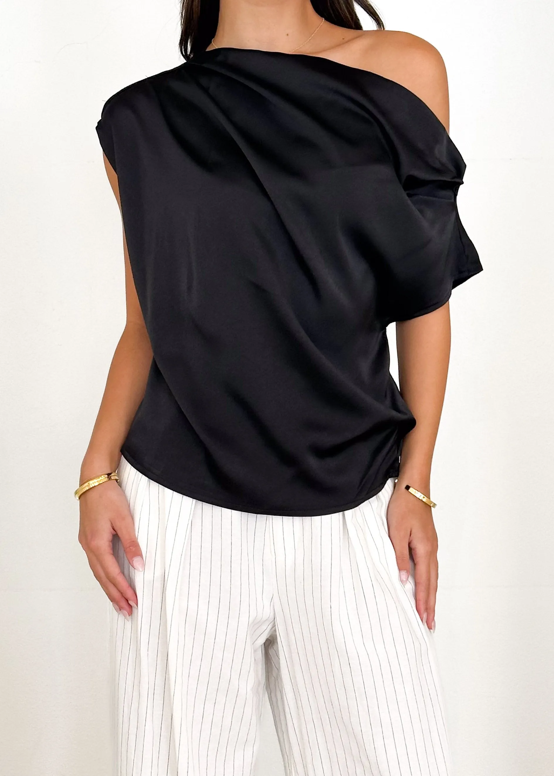 Isstra One Shoulder Top - Black sold by Gingham & Heels product image thumbnail 2