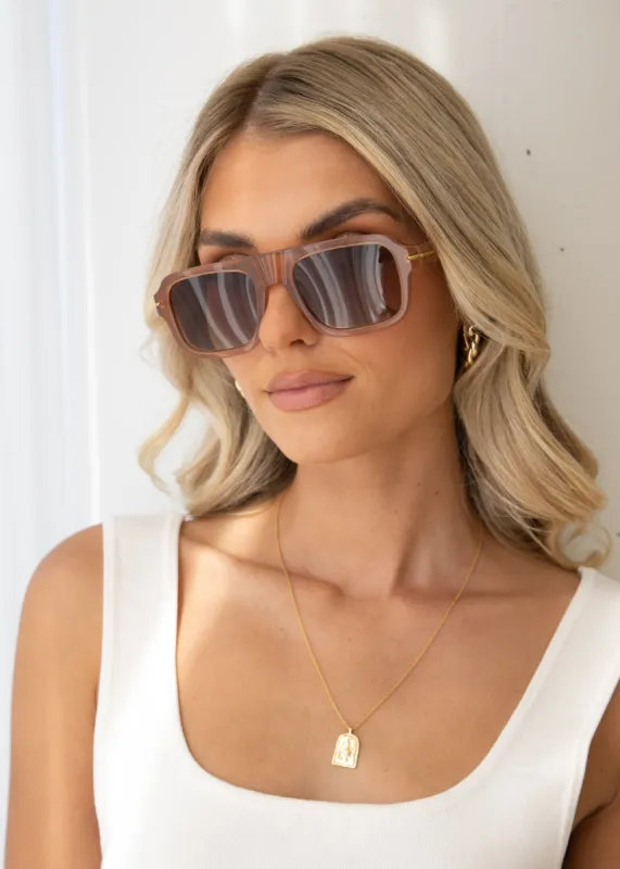 The Karlie Sunglasses - Terracotta-Amber Fade sold by Gingham & Heels