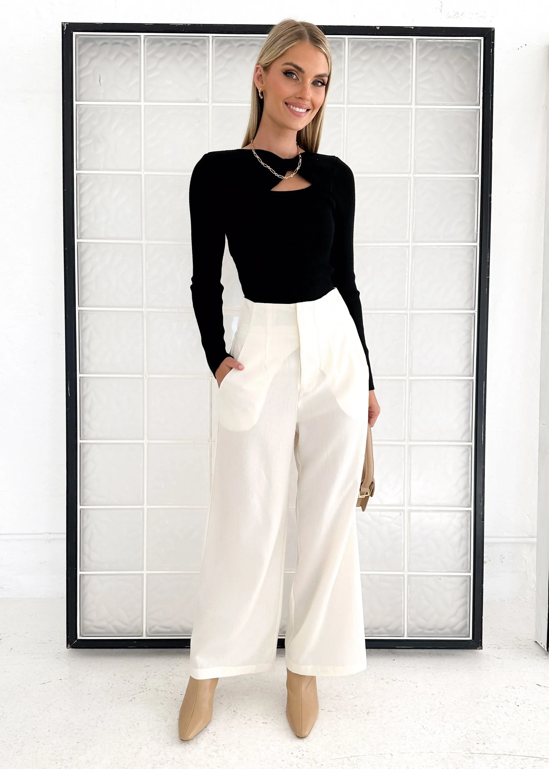 Akerro Pants - Cream sold by Gingham & Heels product image thumbnail 3