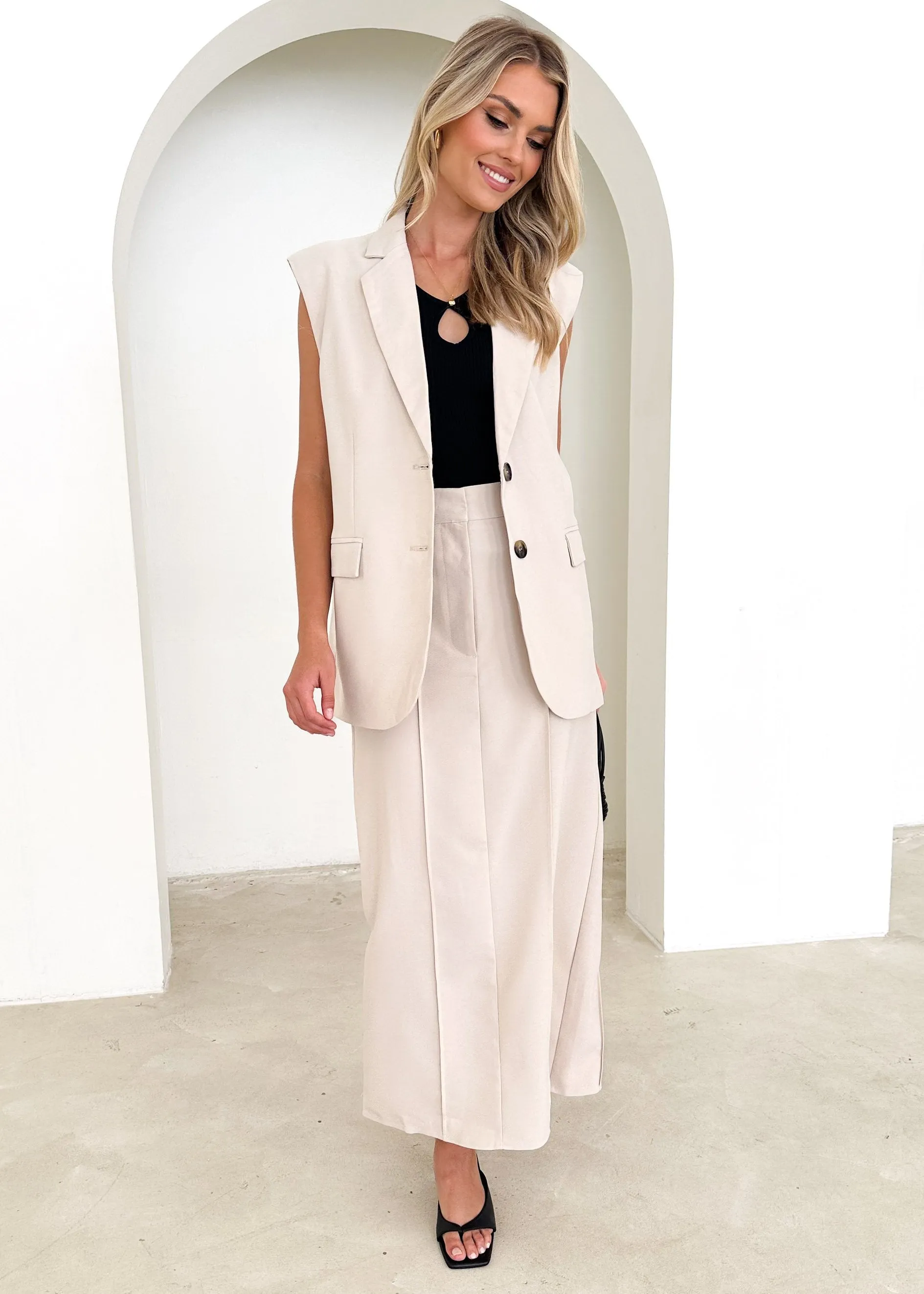 Corina Midi Skirt - Bone sold by Gingham & Heels product image thumbnail 3