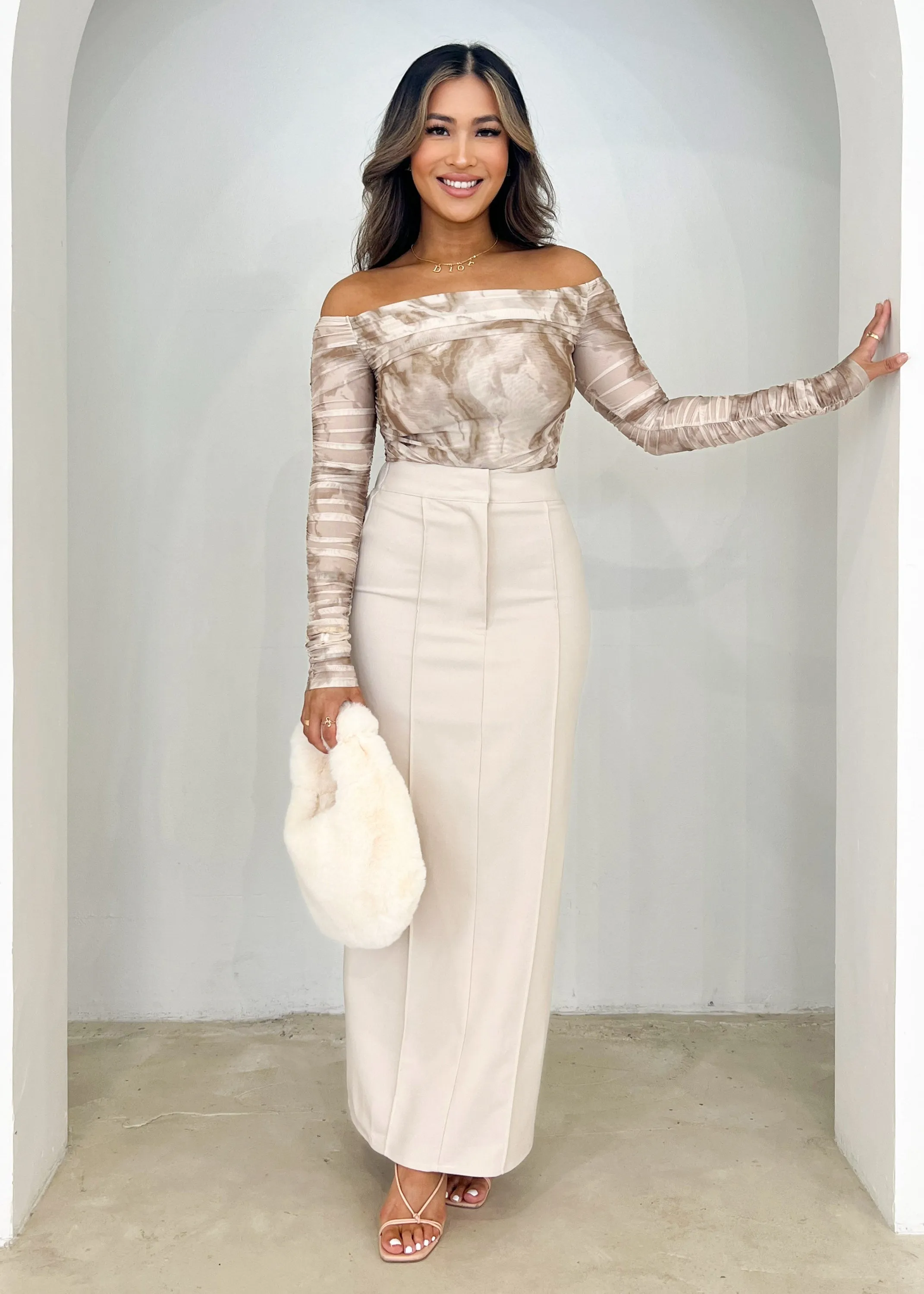 Corina Midi Skirt - Bone sold by Gingham & Heels product image thumbnail 2