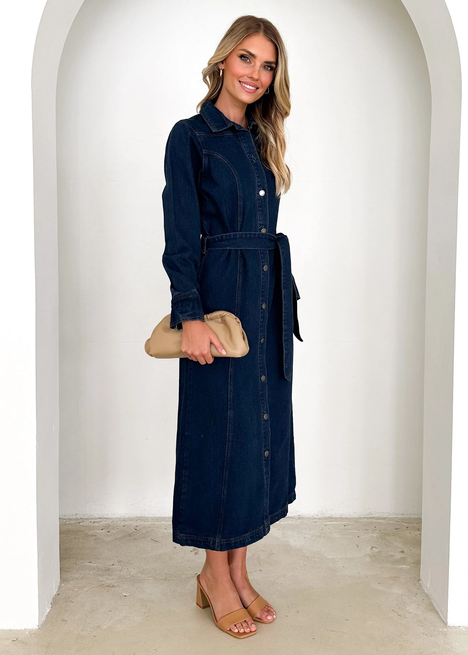 Aimee Denim Maxi Dress - Indigo sold by Gingham & Heels product image thumbnail 4